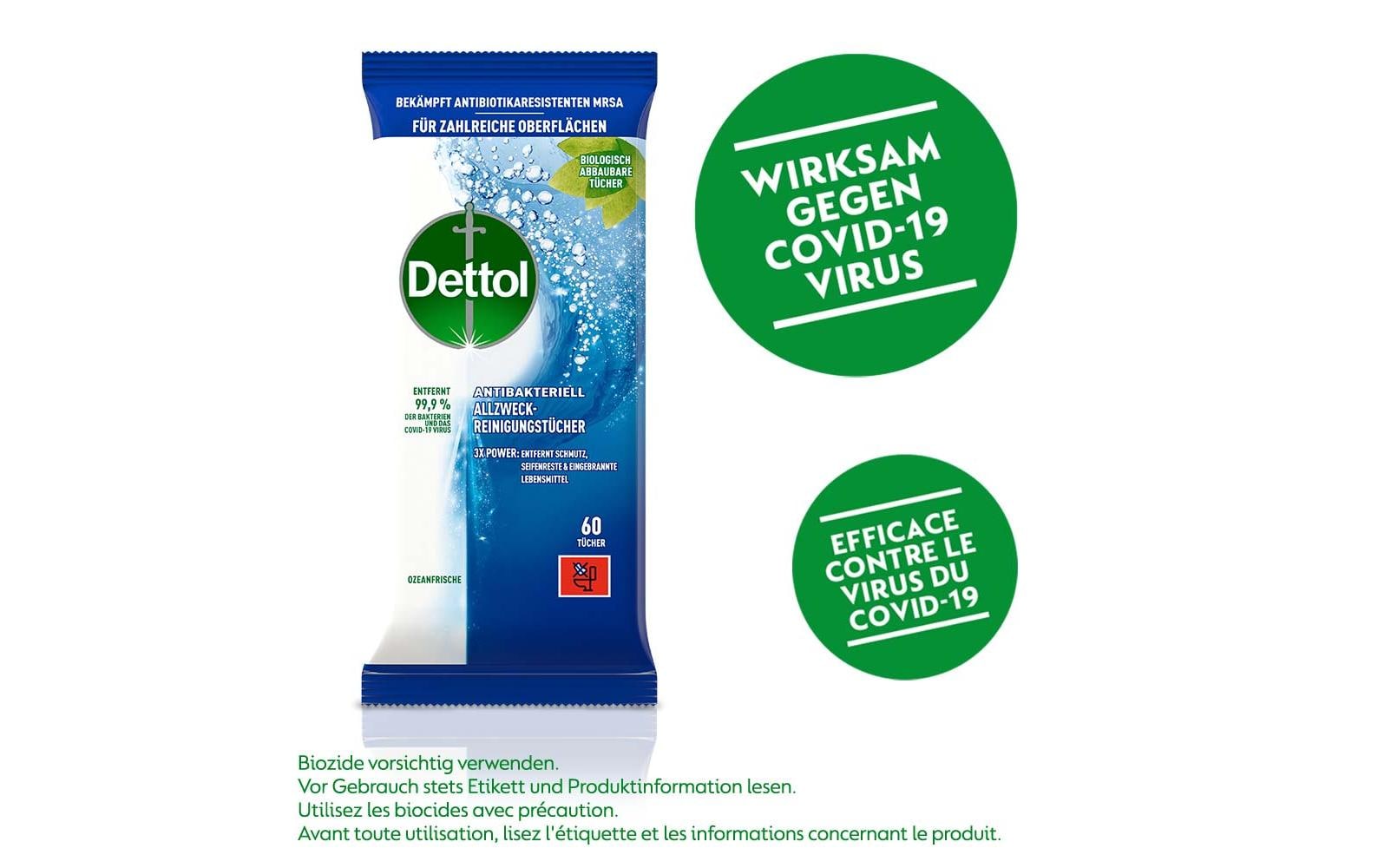 Dettol Allzweck-Reinigungstücher – für Oberflächen – 60 Stk.