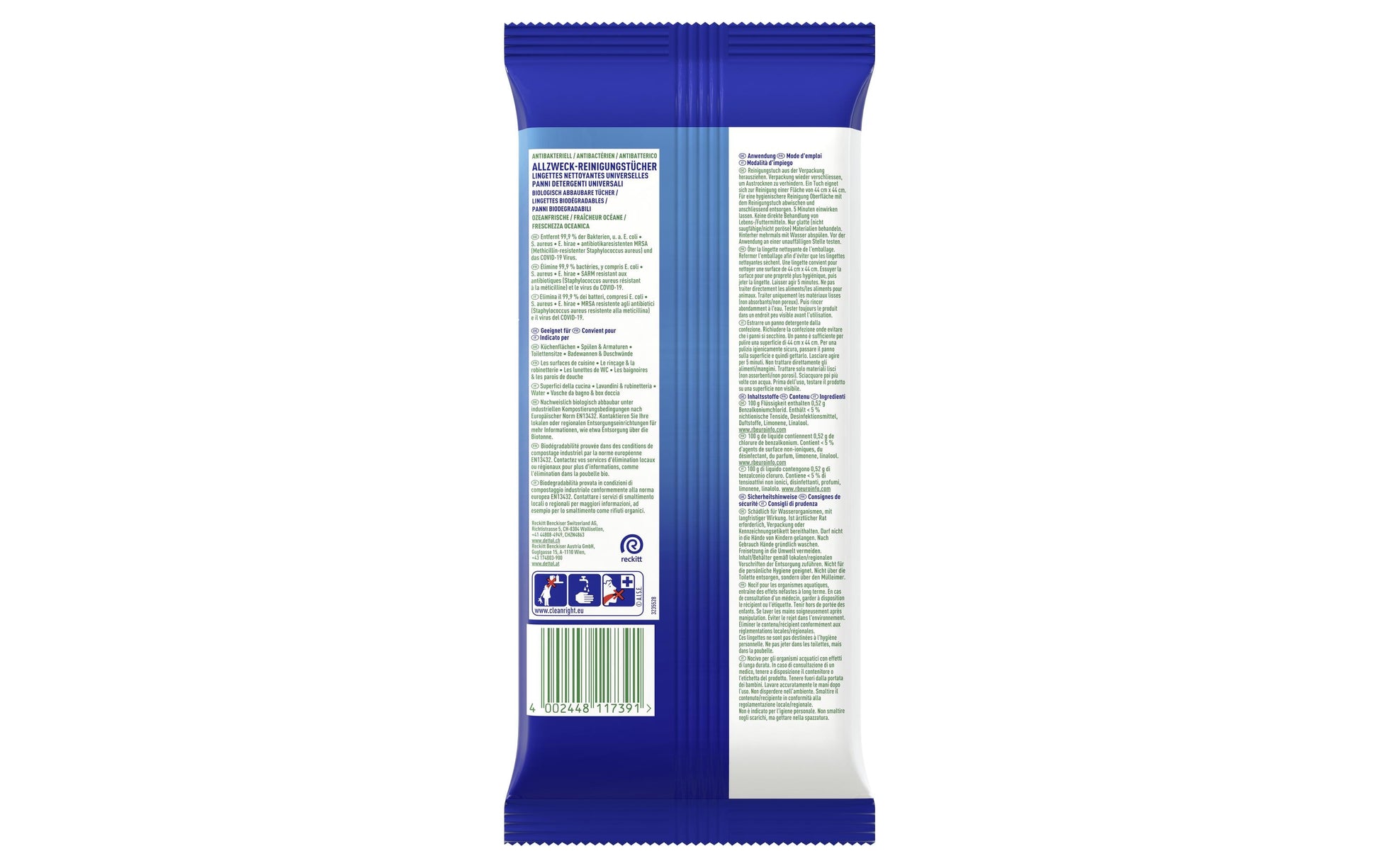 Dettol Allzweck-Reinigungstücher – für Oberflächen – 60 Stk.