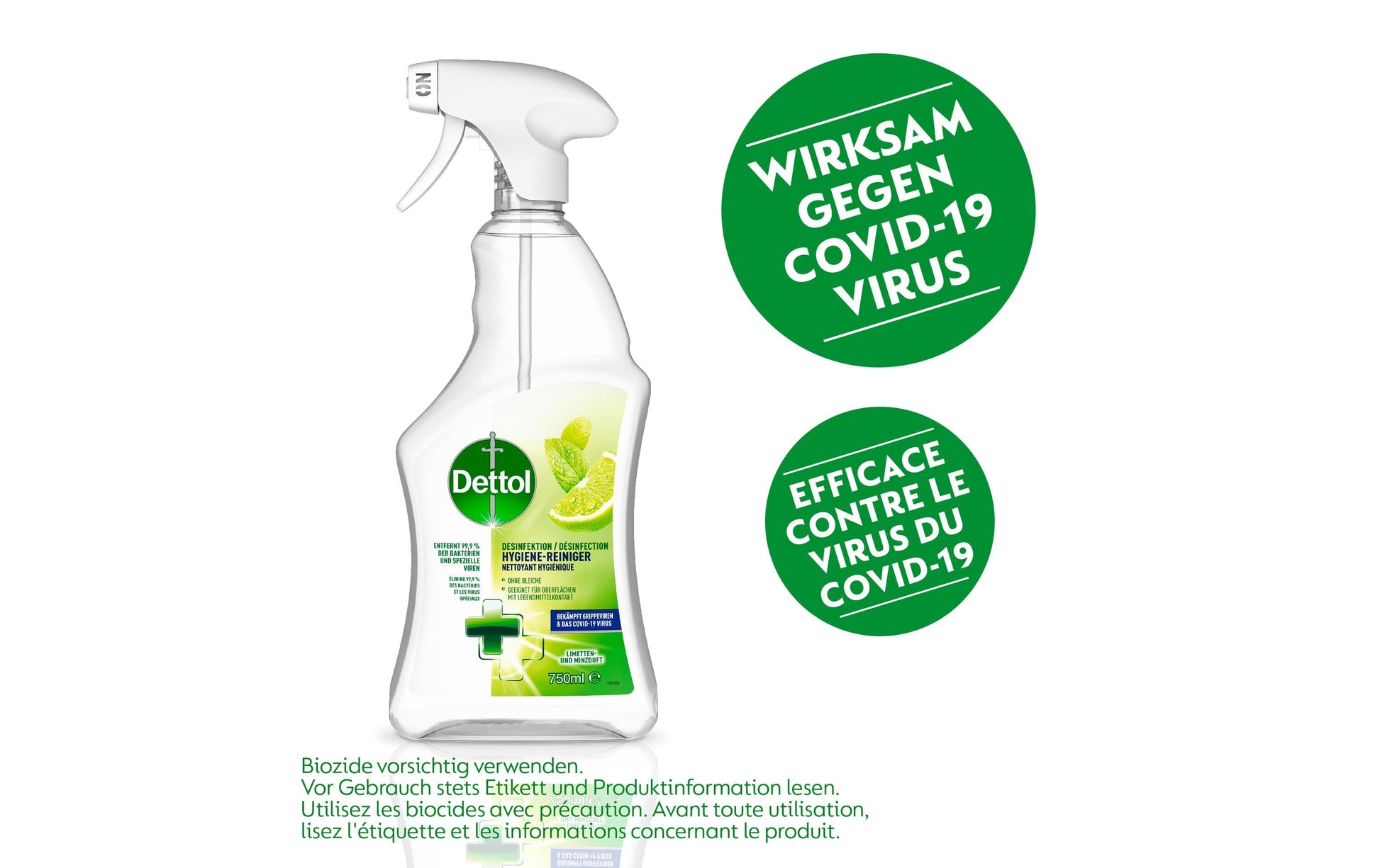 Dettol Allzweckreiniger für Oberflächen – Limette & Minze, Spray – 750 ml