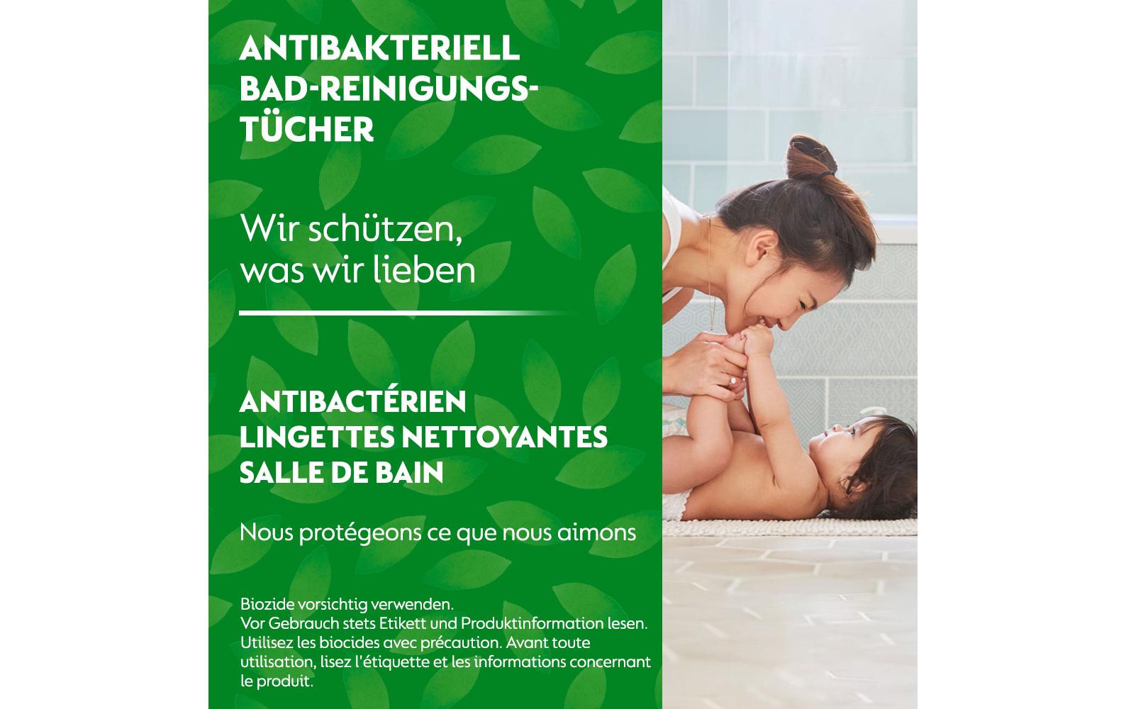Dettol Desinfektionstücher – Bergfrische-Duft – für Badezimmer – 60 Stk.