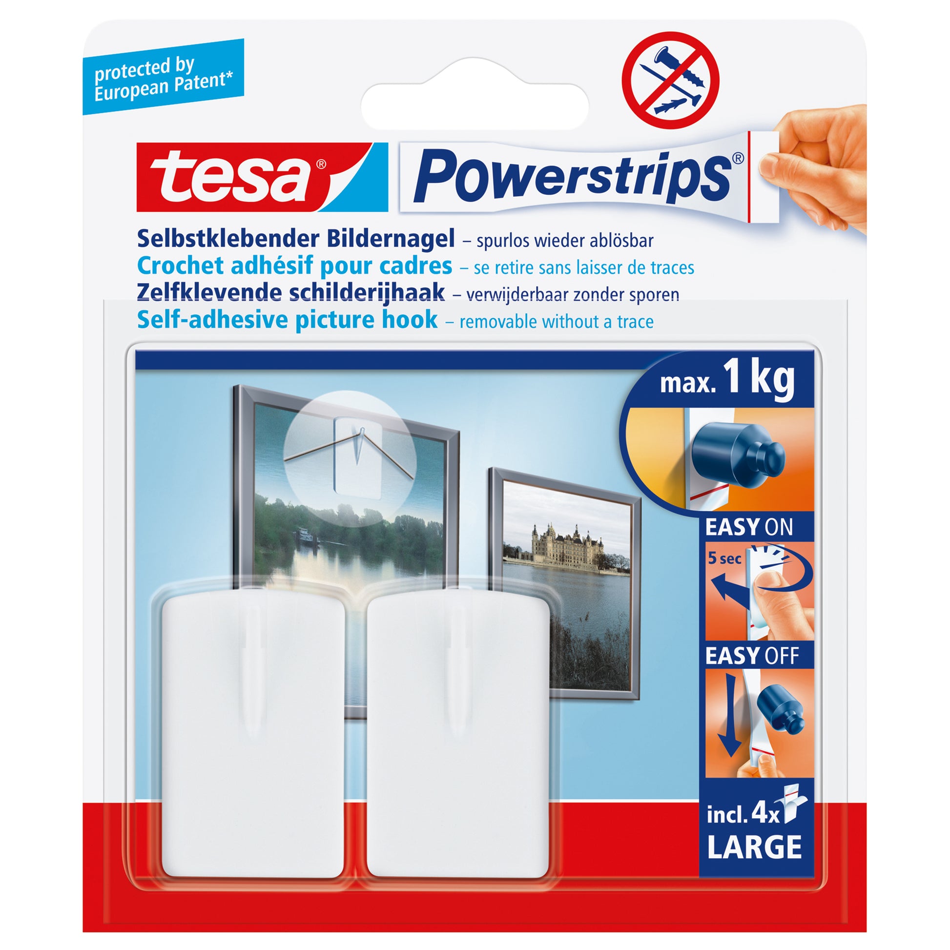 TESA Haken – Kunststoff – Weiss – 1 kg – 2 Stück