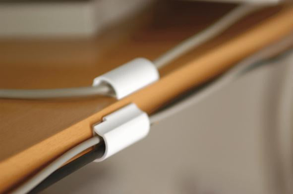 TESA Kabel-Clip – 37 mm, Kunststoff, Weiss, selbstklebend, wiederablösbar, 5er-Pack