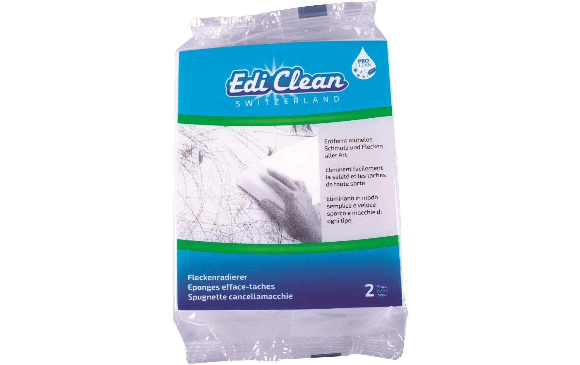 Edi Baur Fleckenradierer – Melamin, 5,4 × 2,9 × 13,1 cm, weiss, 2 Stk.