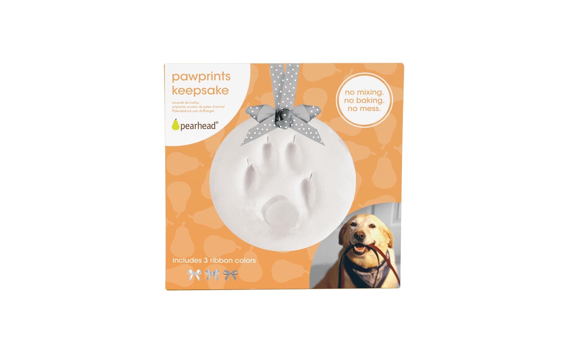 Pearhead Pfotenabdruck Ornament – 13,03 × 13,03 × 12,7 cm – Kunststoff, grau