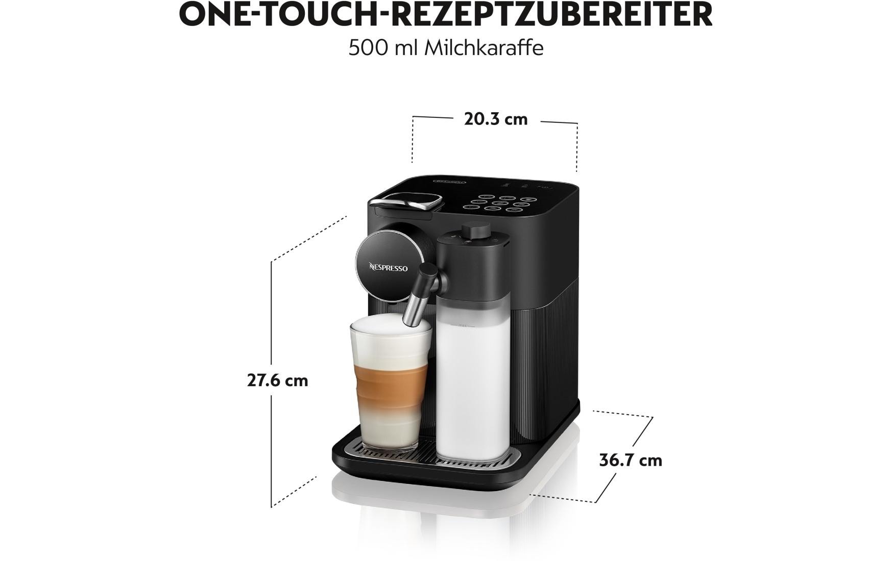 De’Longhi Gran Lattissima Kapselmaschine – für Nespresso-Kapseln, 19 bar, 1,3 l, Schwarz