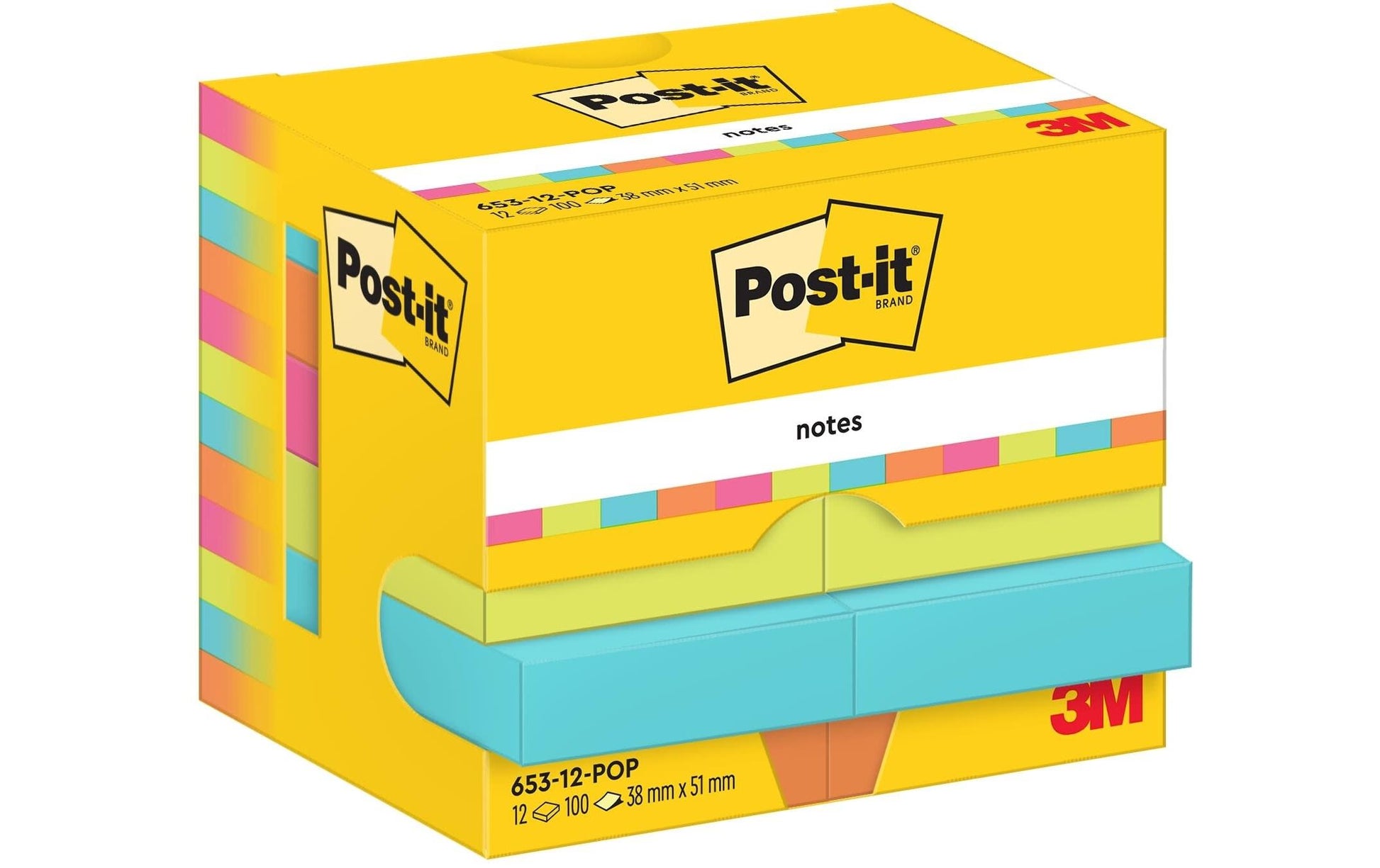 Post-it Haftnotizen Poptimistic Collection – 51×38 mm – sortiert, 12×100 Blatt, PEFC