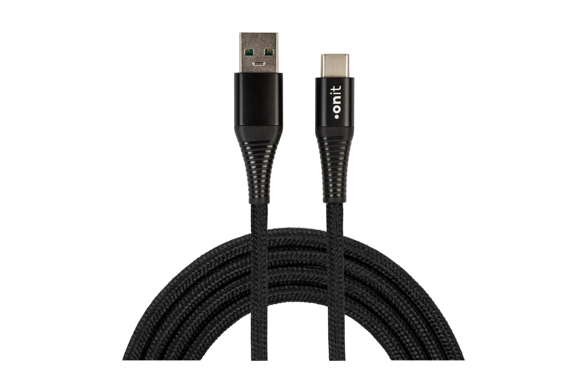 ONIT USB-A auf USB-C Kabel – USB 2.0 (480 Mbit/s) – 1 m – PD 66 W – Textilmantel, Verstärkt – Schwarz