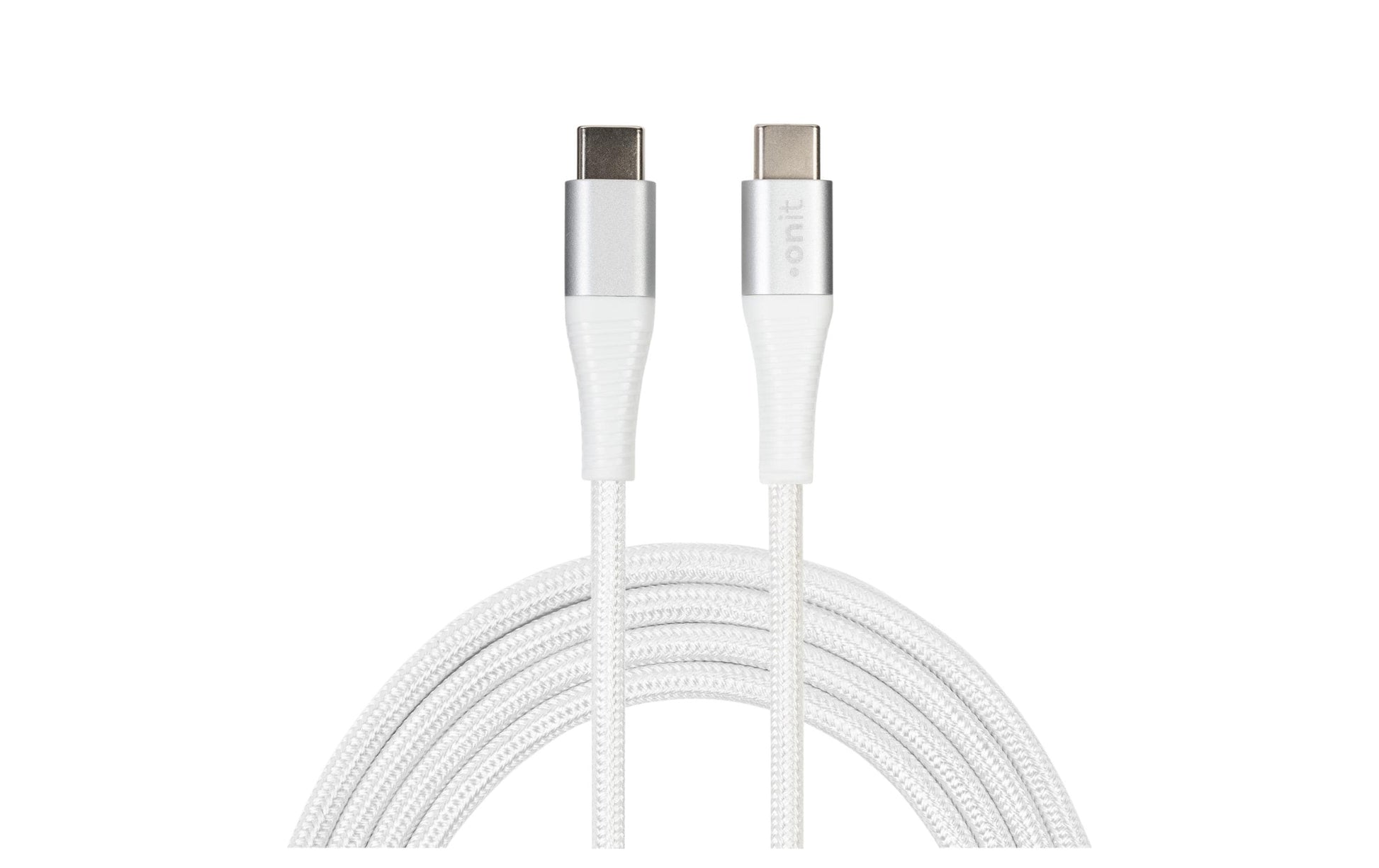 ONIT USB-C auf USB-C Kabel – USB 3.2 Gen 1 (5 Gbit/s) – 2 m – PD 60 W – Textilmantel – Weiss