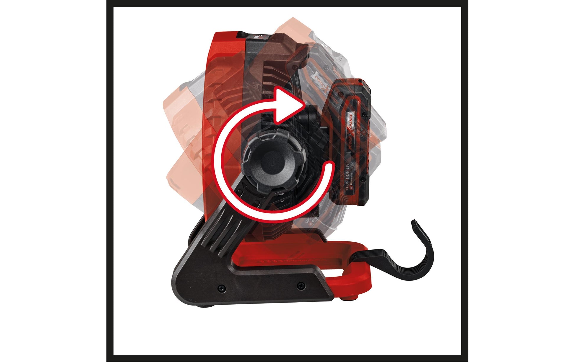 Einhell Tischventilator GE-CF 18/2200 Li So – 18 cm, 3 Stufen, Rot