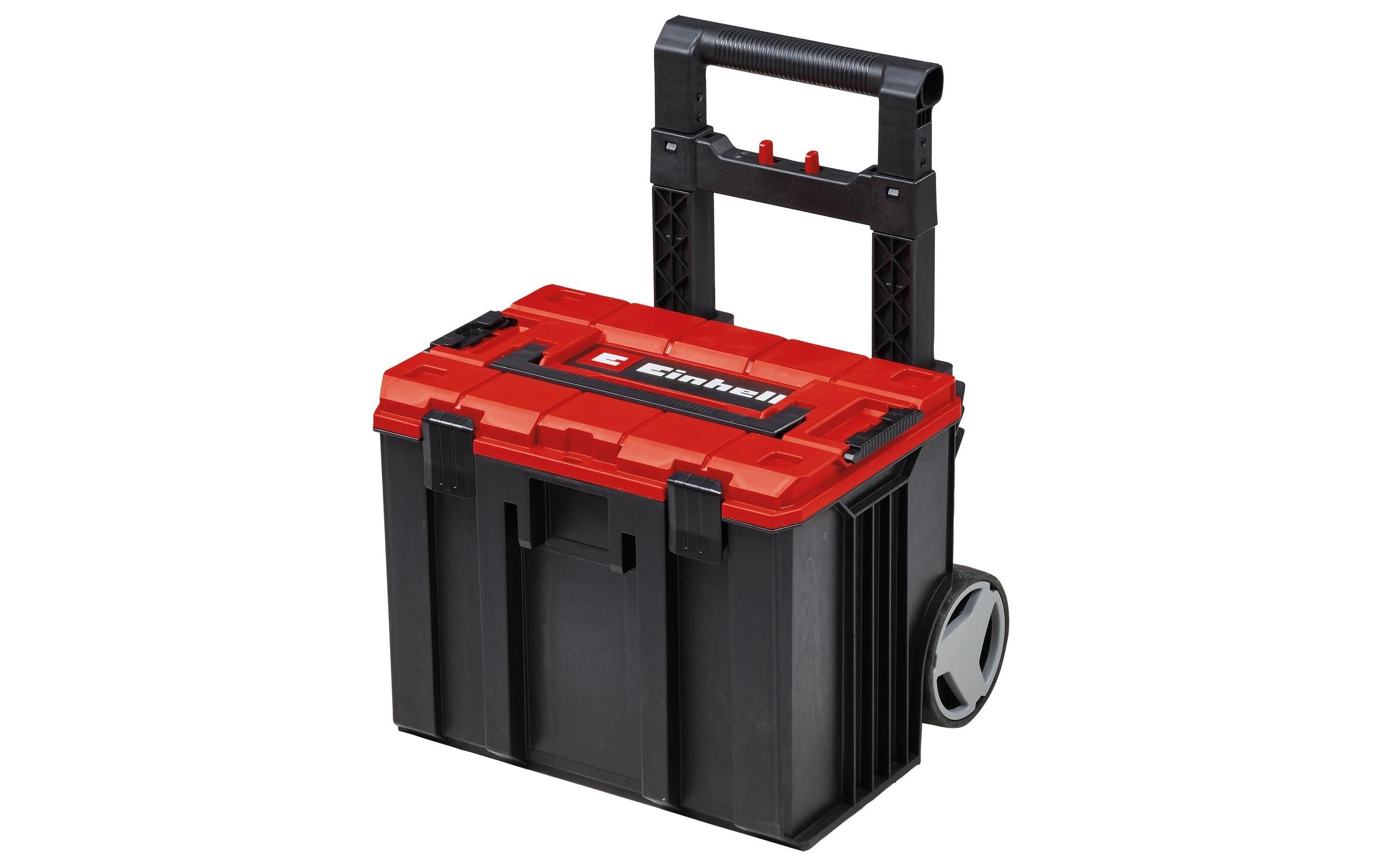 Einhell E-Case L Systemkoffer – leer, mit Rollen (2), rot, PP, B 415 × H 320 × T 273 mm