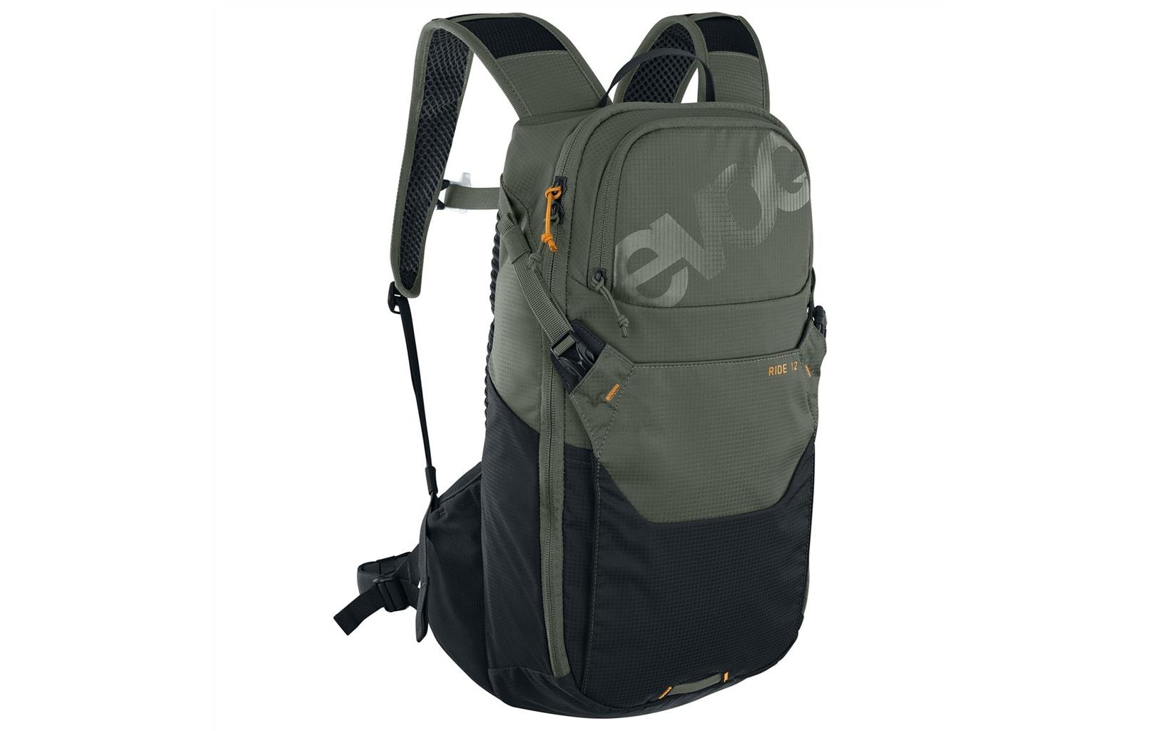 EVOC Ride Bike-Rucksack – 12 l, für Trinksysteme, olivgrün/schwarz, 47 × 24 × 10 cm