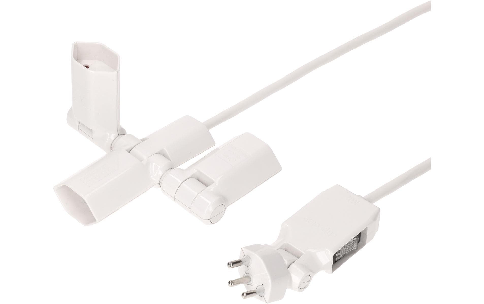 Max Hauri AG Max Hauri Steckdosenleiste, 3×T13, mit Schalter, 2 m, klappbar 180° – weiss