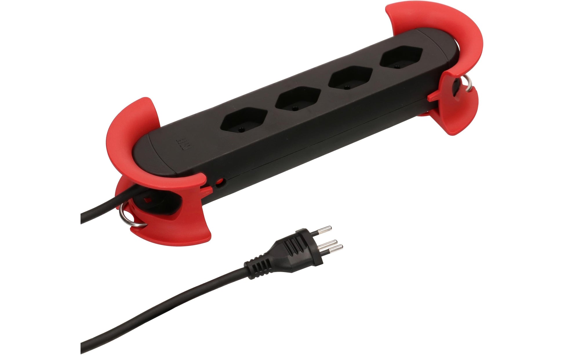 Max Hauri AG Max Hauri Construct Line Steckdosenleiste, 4×T13, 5 m, IP20, Eingang T12, Befestigungslaschen – Schwarz/Rot