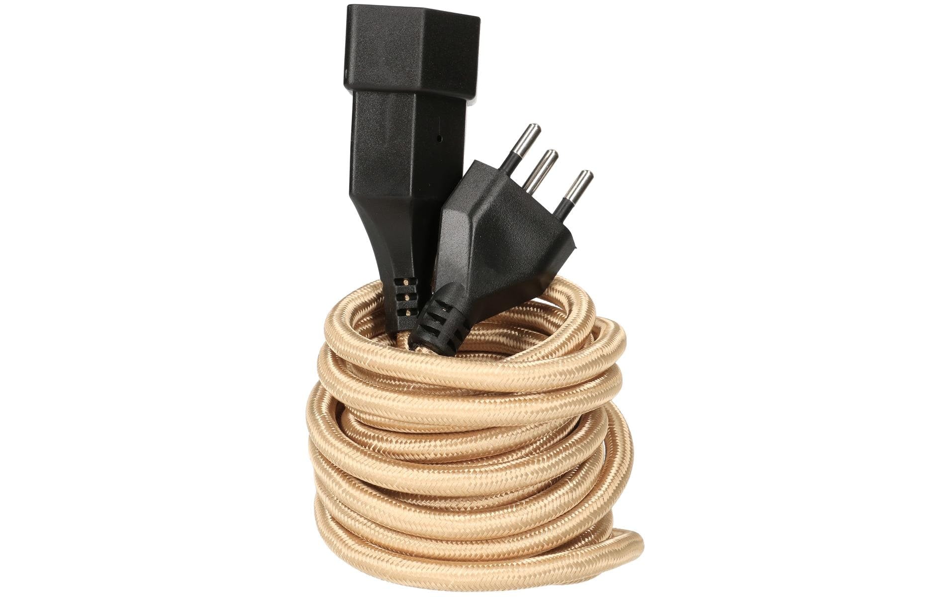 MaxTex Verlängerungskabel – T12–T13, 3 m, Innen, 3×1 mm², Schwarz/Gold