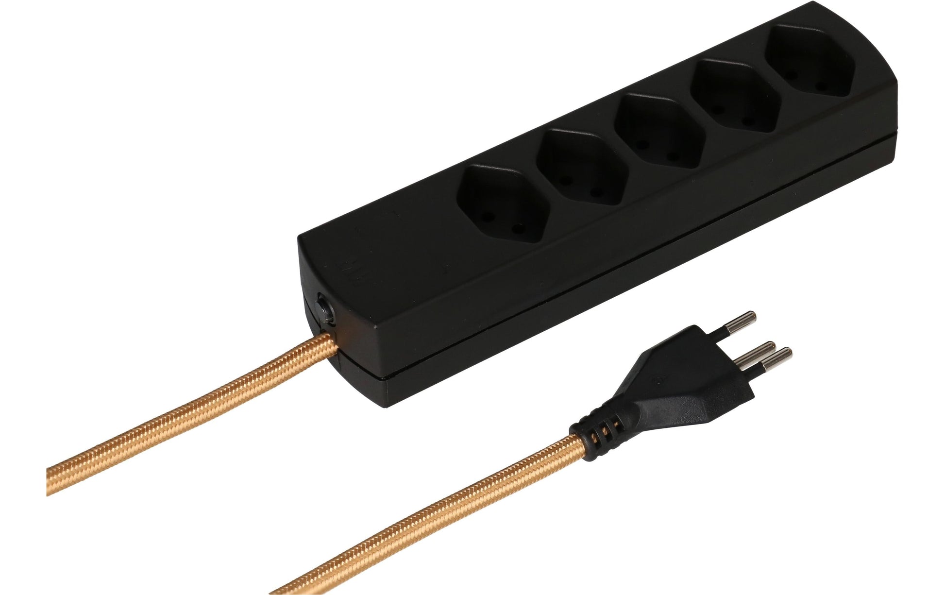 MaxTex Steckdosenleiste – 5× T13, 2 m, ohne Schalter, schwarz