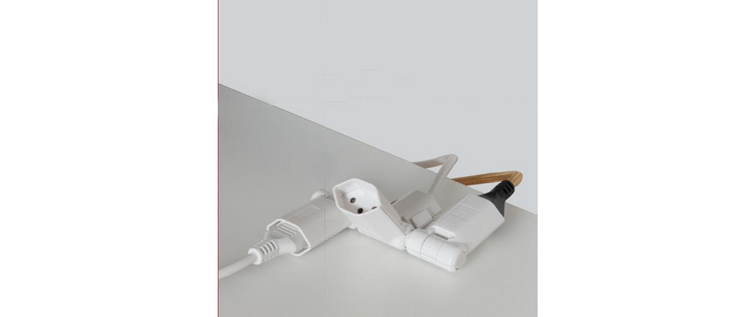 Max Hauri AG Max Hauri Steckdosenleiste, 3×T13, mit Schalter, 2 m, klappbar 180° – weiss