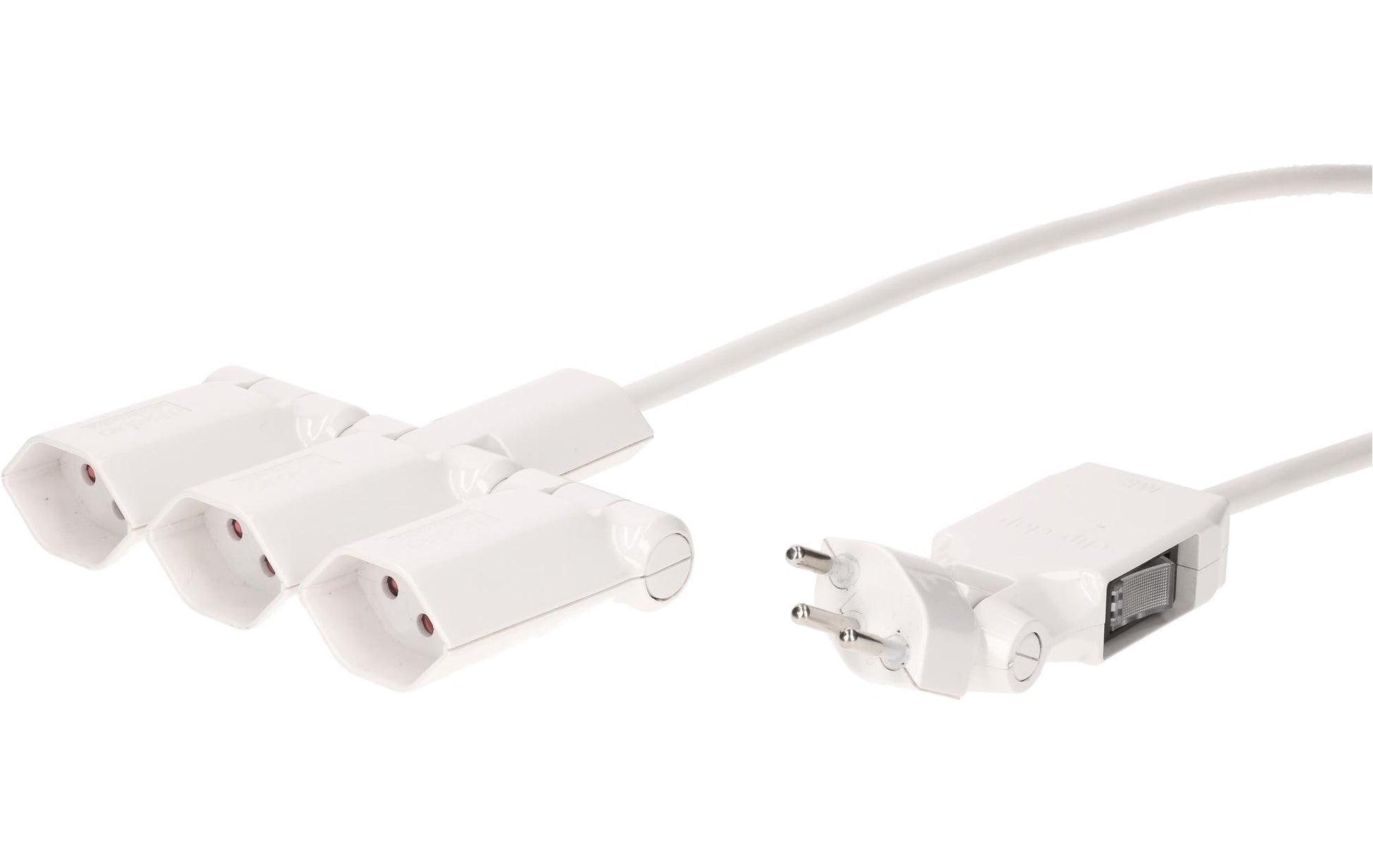 Max Hauri AG Max Hauri Steckdosenleiste, 3×T13, mit Schalter, 2 m, klappbar 180° – weiss