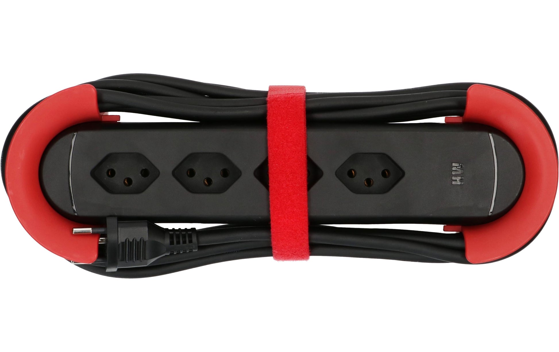 Max Hauri AG Max Hauri Construct Line Steckdosenleiste, 4×T13, 5 m, IP20, Eingang T12, Befestigungslaschen – Schwarz/Rot