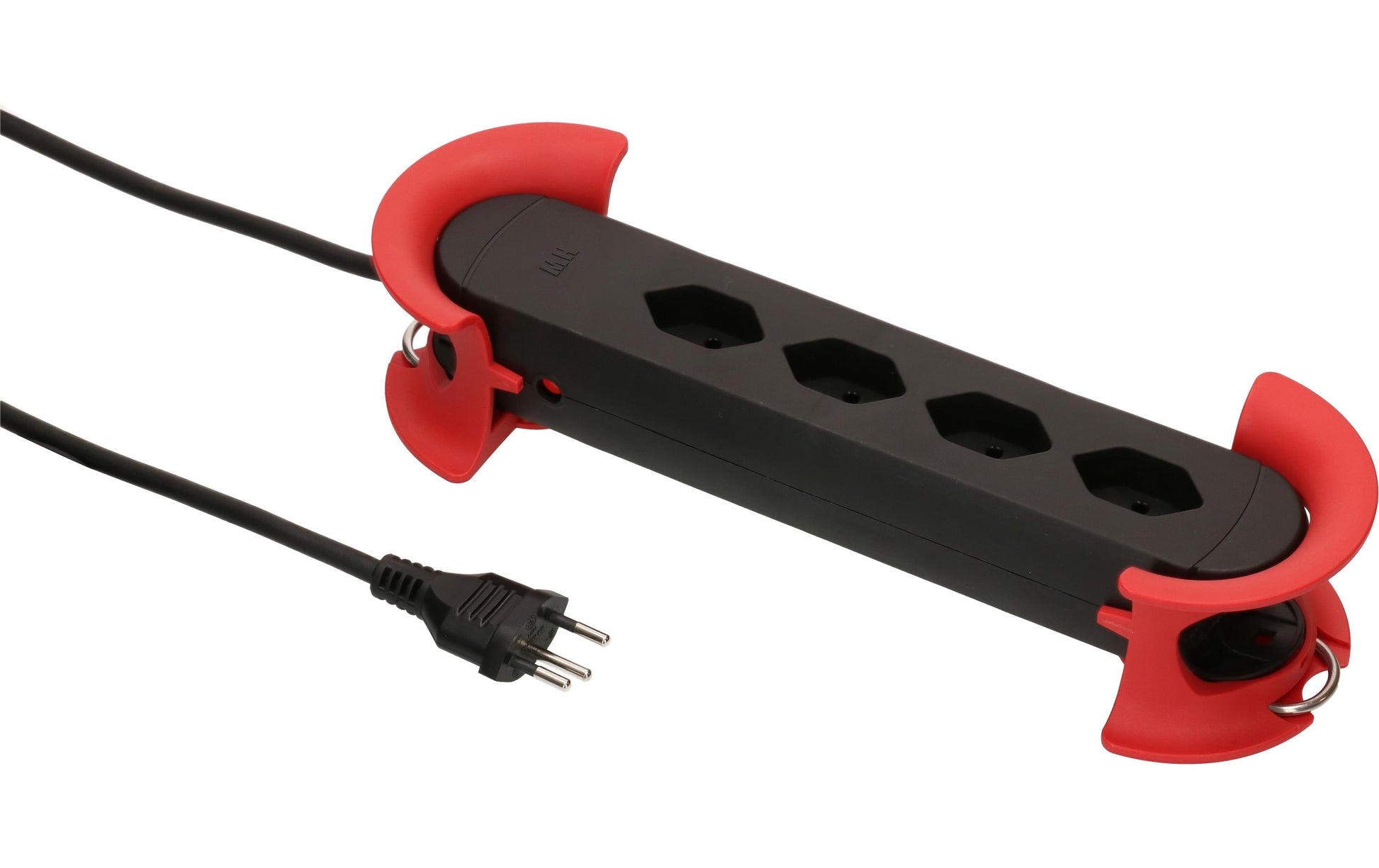 Max Hauri AG Max Hauri Construct Line Steckdosenleiste, 4×T13, 5 m, IP20, Eingang T12, Befestigungslaschen – Schwarz/Rot