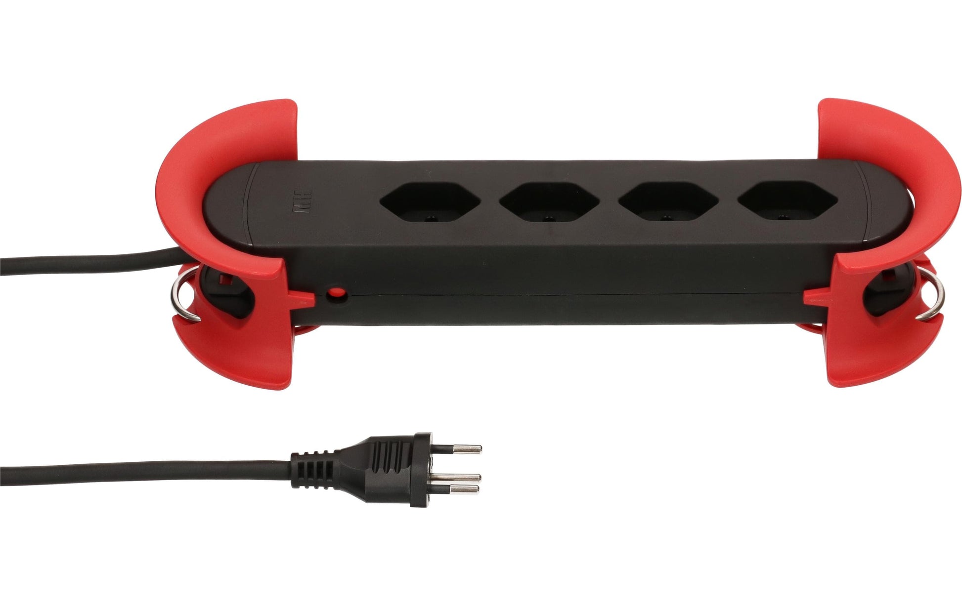 Max Hauri AG Max Hauri Construct Line Steckdosenleiste, 4×T13, 5 m, IP20, Eingang T12, Befestigungslaschen – Schwarz/Rot