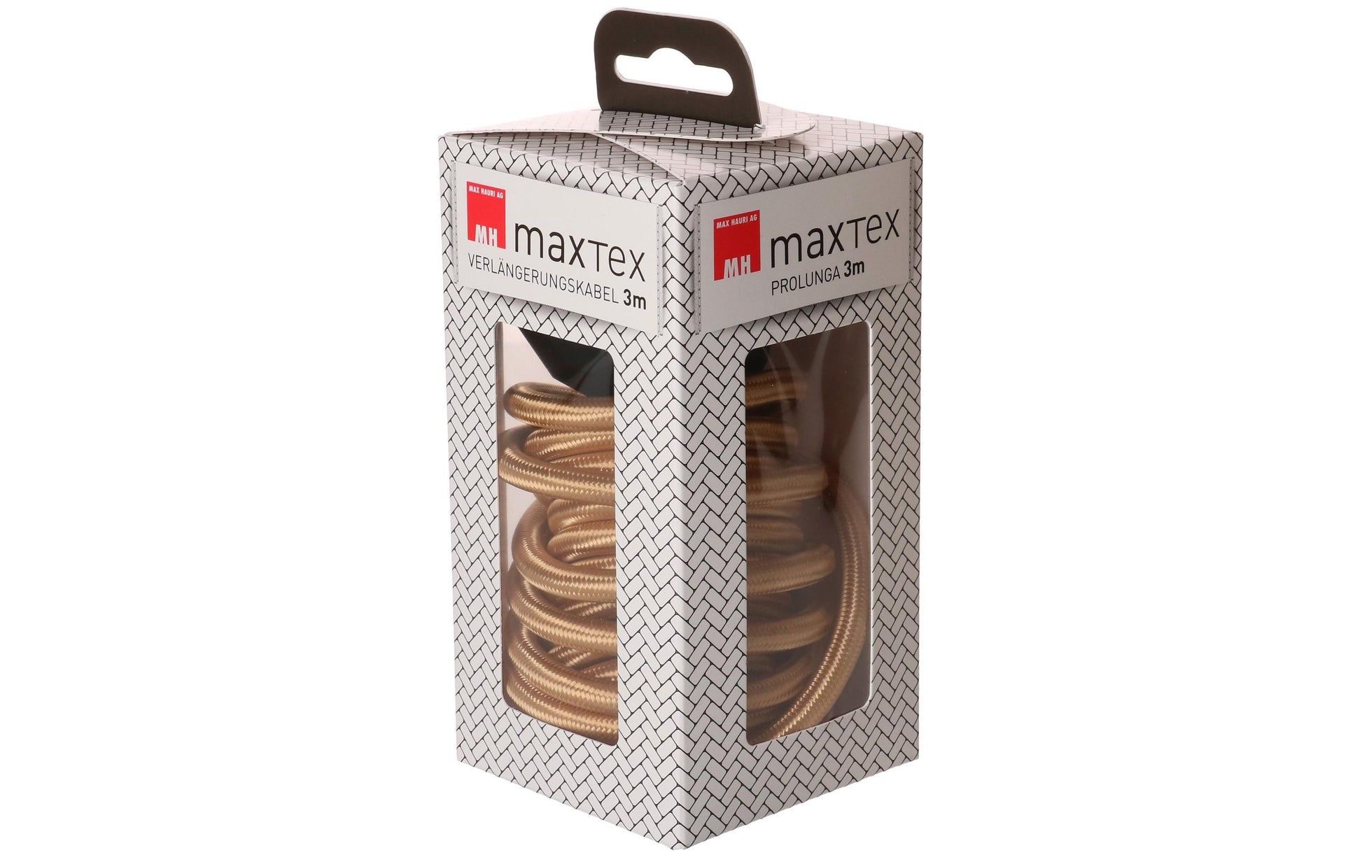 MaxTex Verlängerungskabel – T12–T13, 3 m, Innen, 3×1 mm², Schwarz/Gold