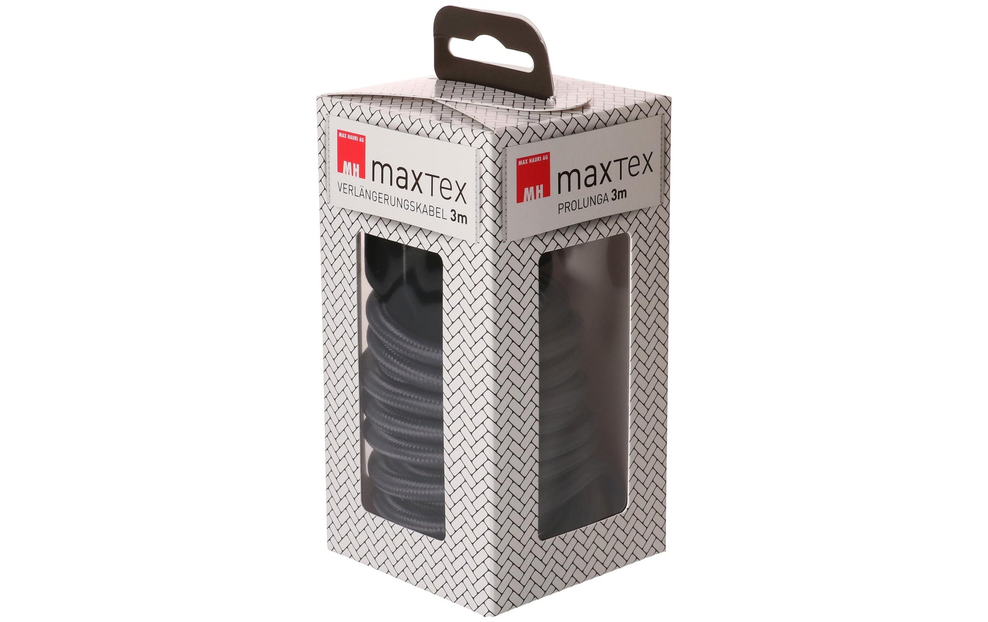 MaxTex Verlängerungskabel – T12–T13, 3 m, 3×1 mm², Textilmantel, Anthrazit