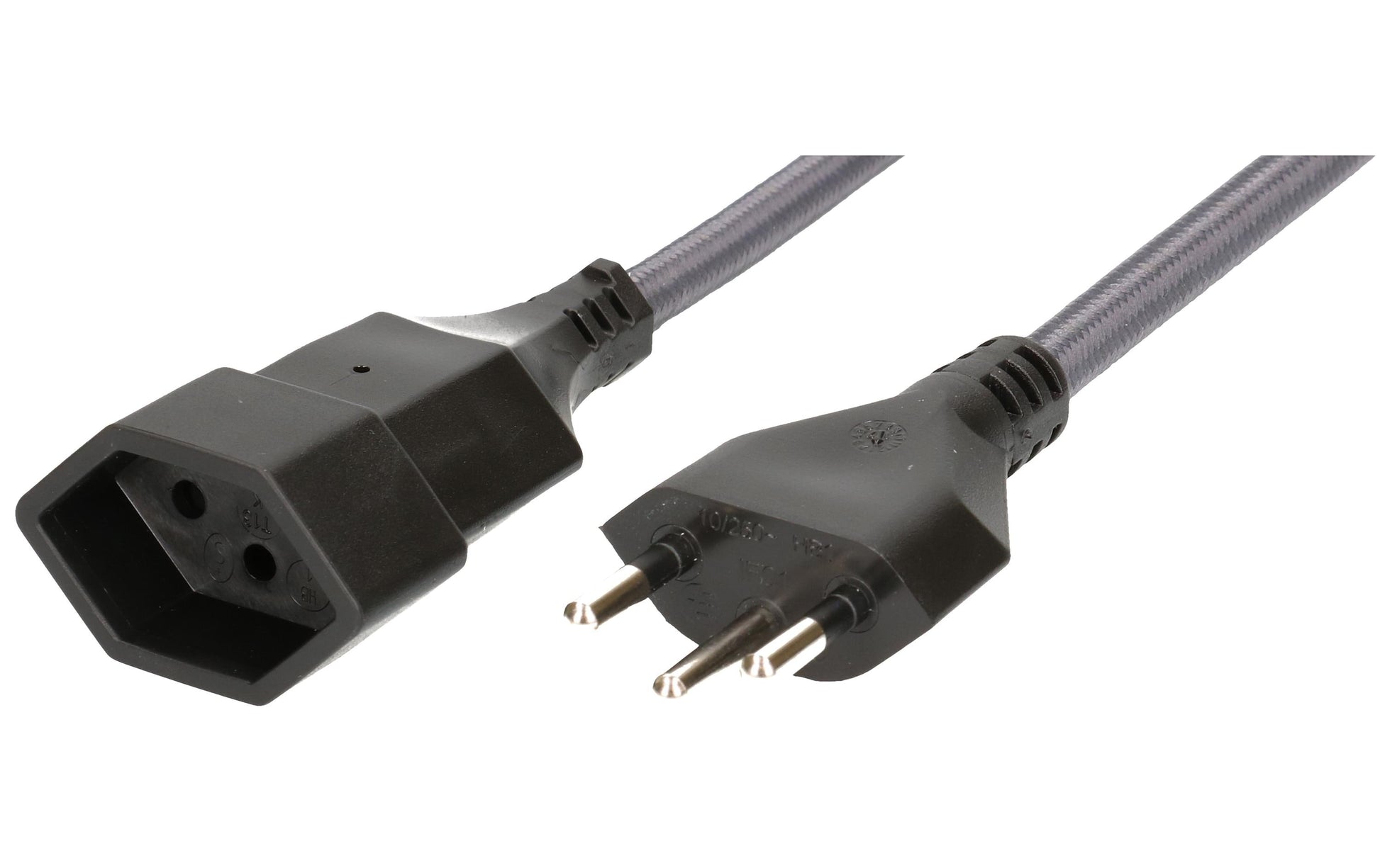 MaxTex Verlängerungskabel – T12–T13, 3 m, 3×1 mm², Textilmantel, Anthrazit