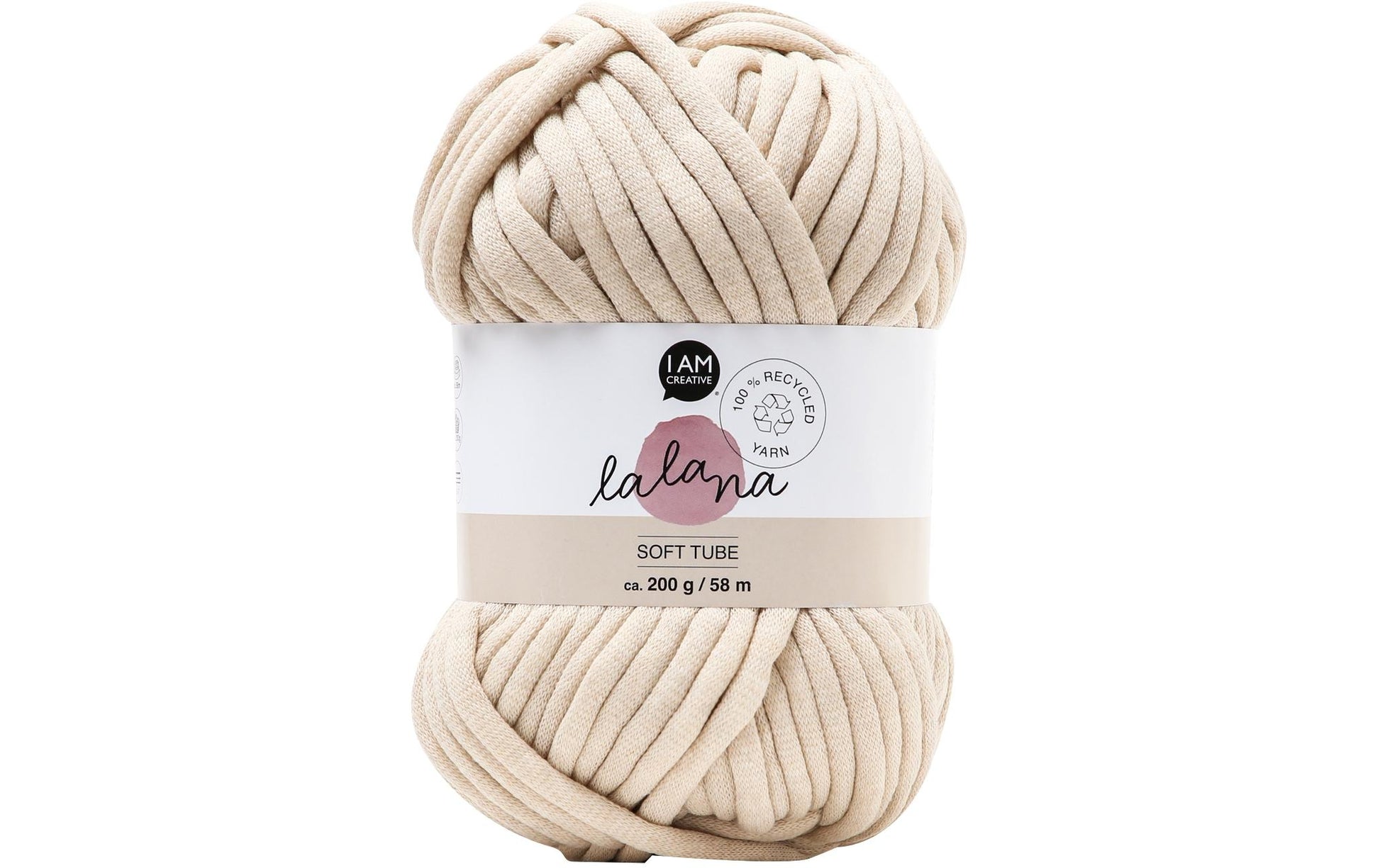 lalana Soft Tube Garn Beige – 200 g, 58 m, Nadel 7 mm, 80% Baumwolle, 20% andere Fasern, 1 Stk.