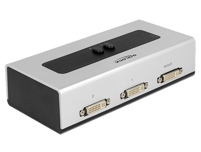 DeLOCK 87664 DVI-Switchbox, 2× DVI zu 1× DVI – 1920 × 1200, manuell – Schwarz/Grau