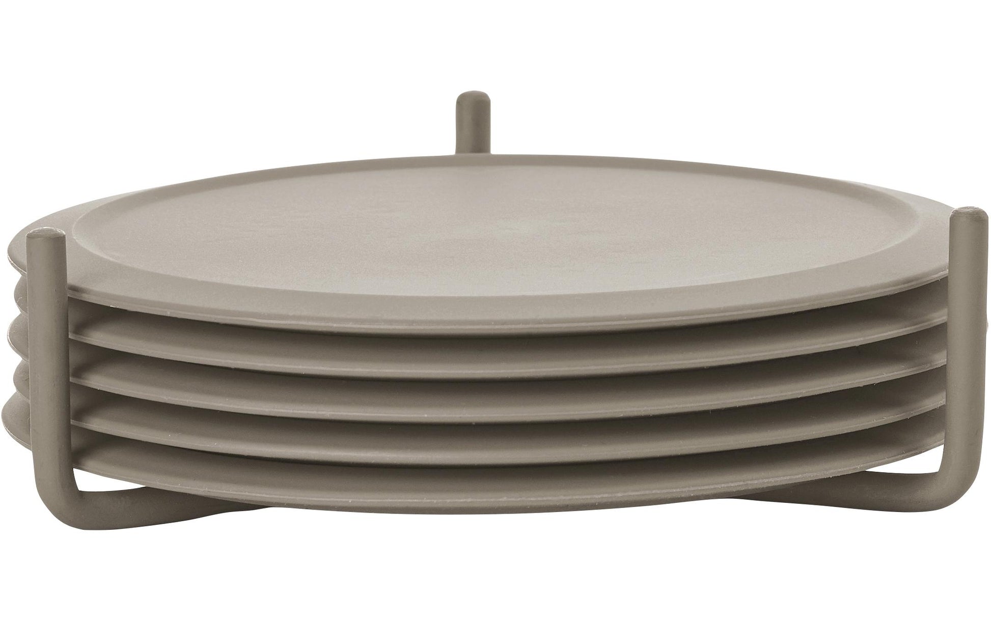 Zone Denmark Glasuntersetzer – 6er Set, Ø 10 cm, H 3,1 cm, Silikon/Metall, Taupe