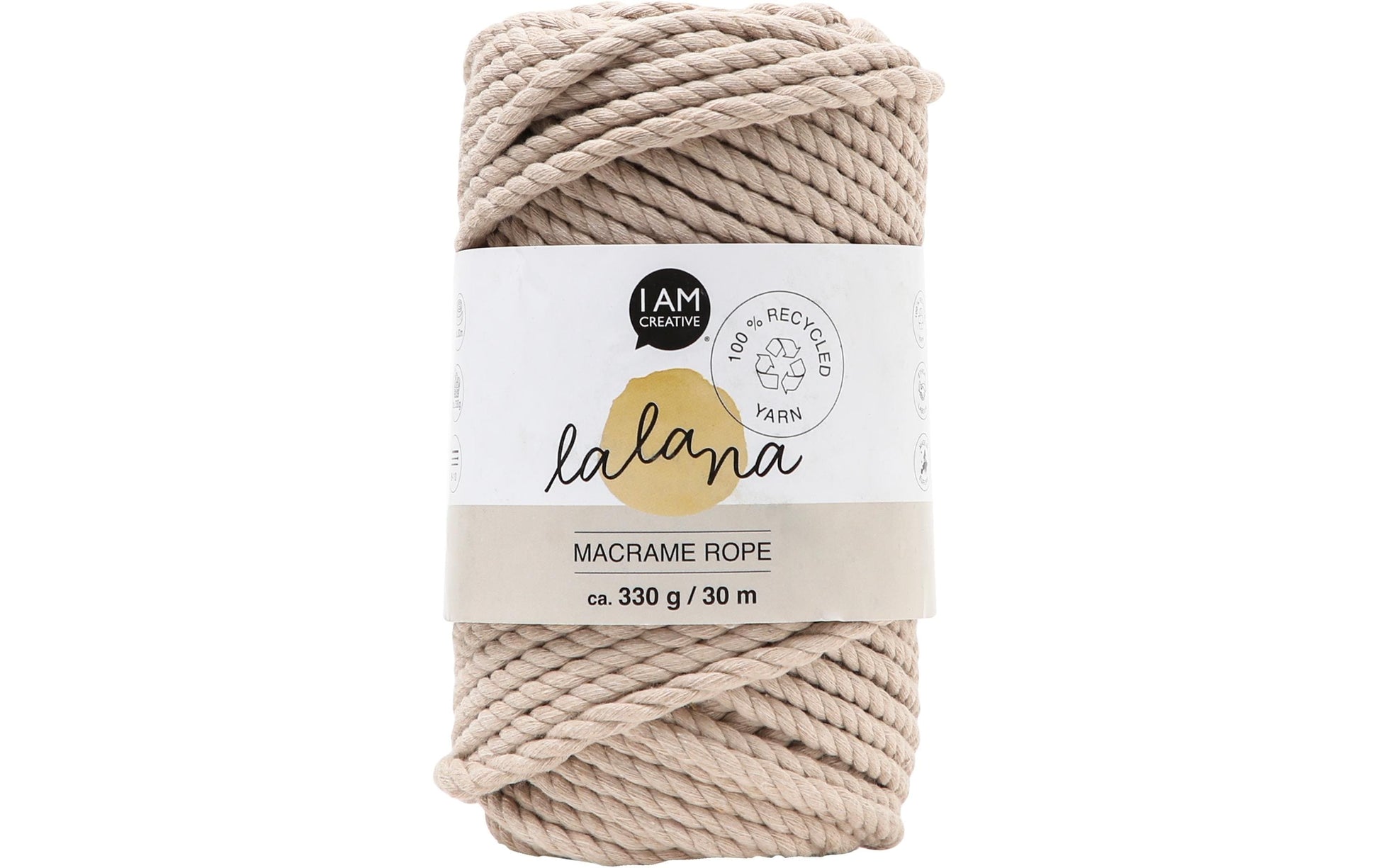 lalana Makramee-Kordel Beige – Ø 5 mm, 330 g, 30 m, 80% Baumwolle/20% andere Fasern