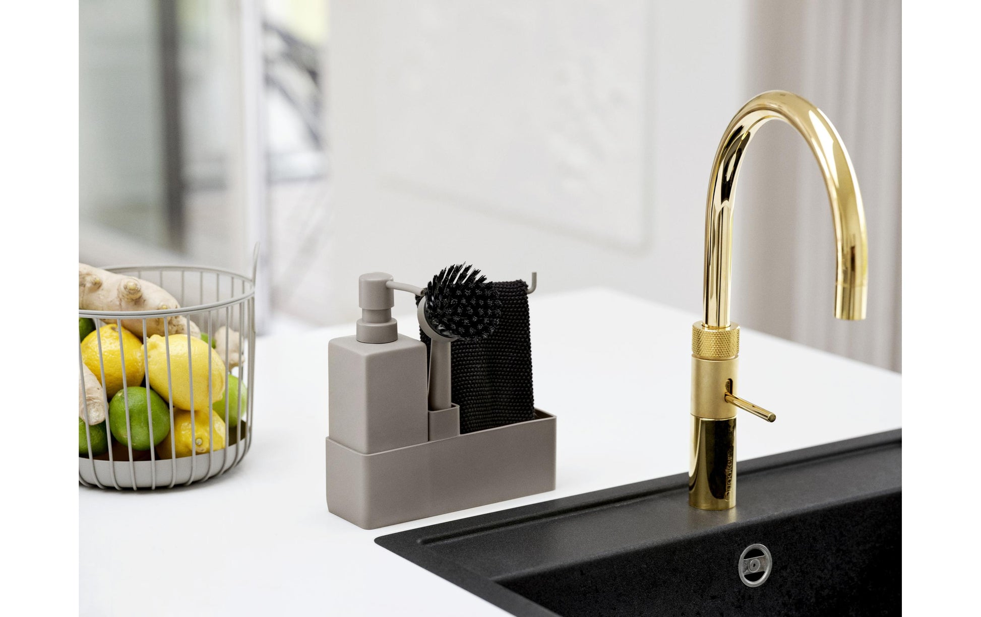 Zone Denmark Spül-Butler – 0,4 l Spender – Silikon/Keramik – Taupe – 4 Stk. – 6,0 × 19,0 × 20,5 cm