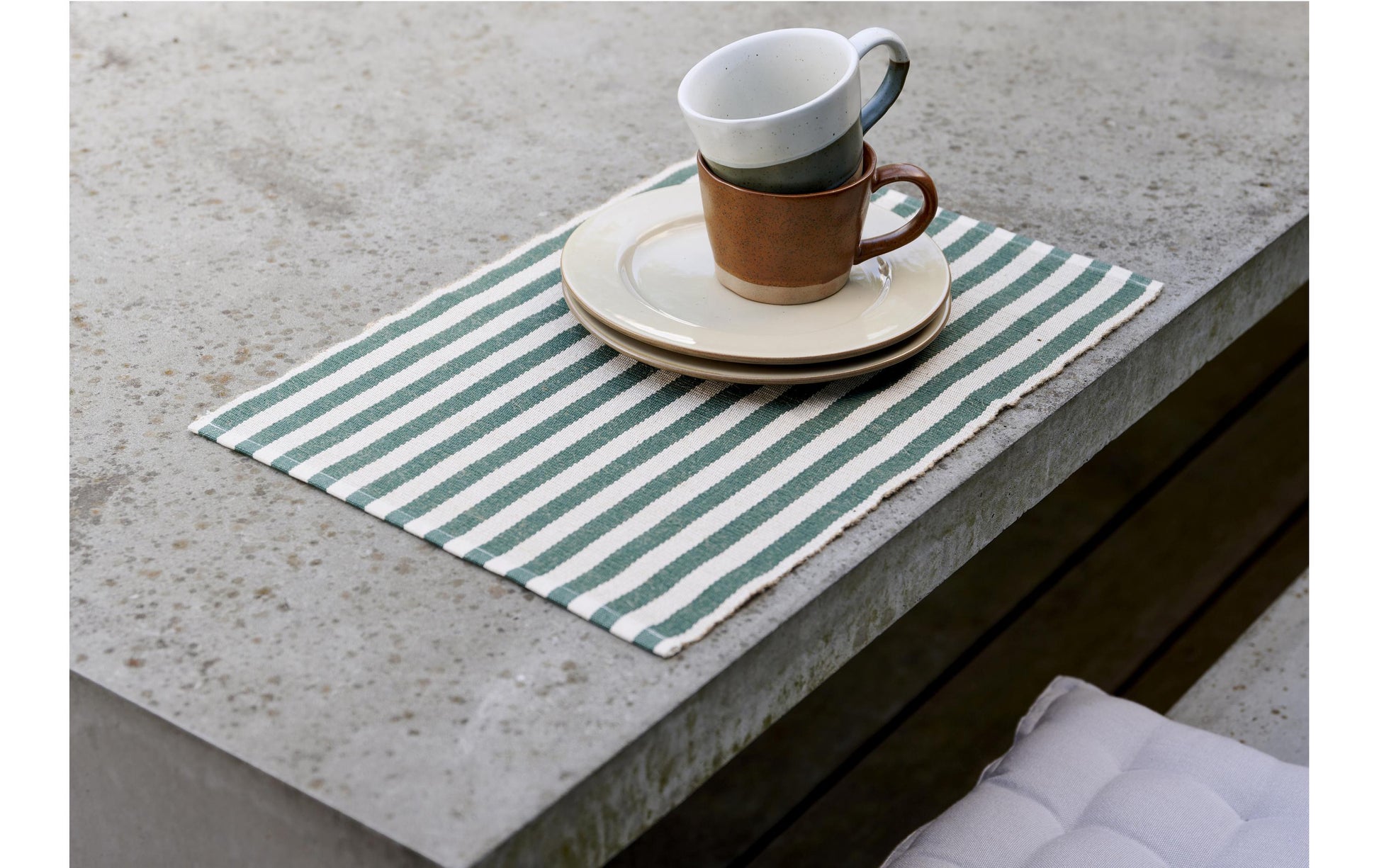 Södahl Tischset Statement Stripe – Jute/Baumwolle, Grün, 48 × 33 cm – 2er-Set