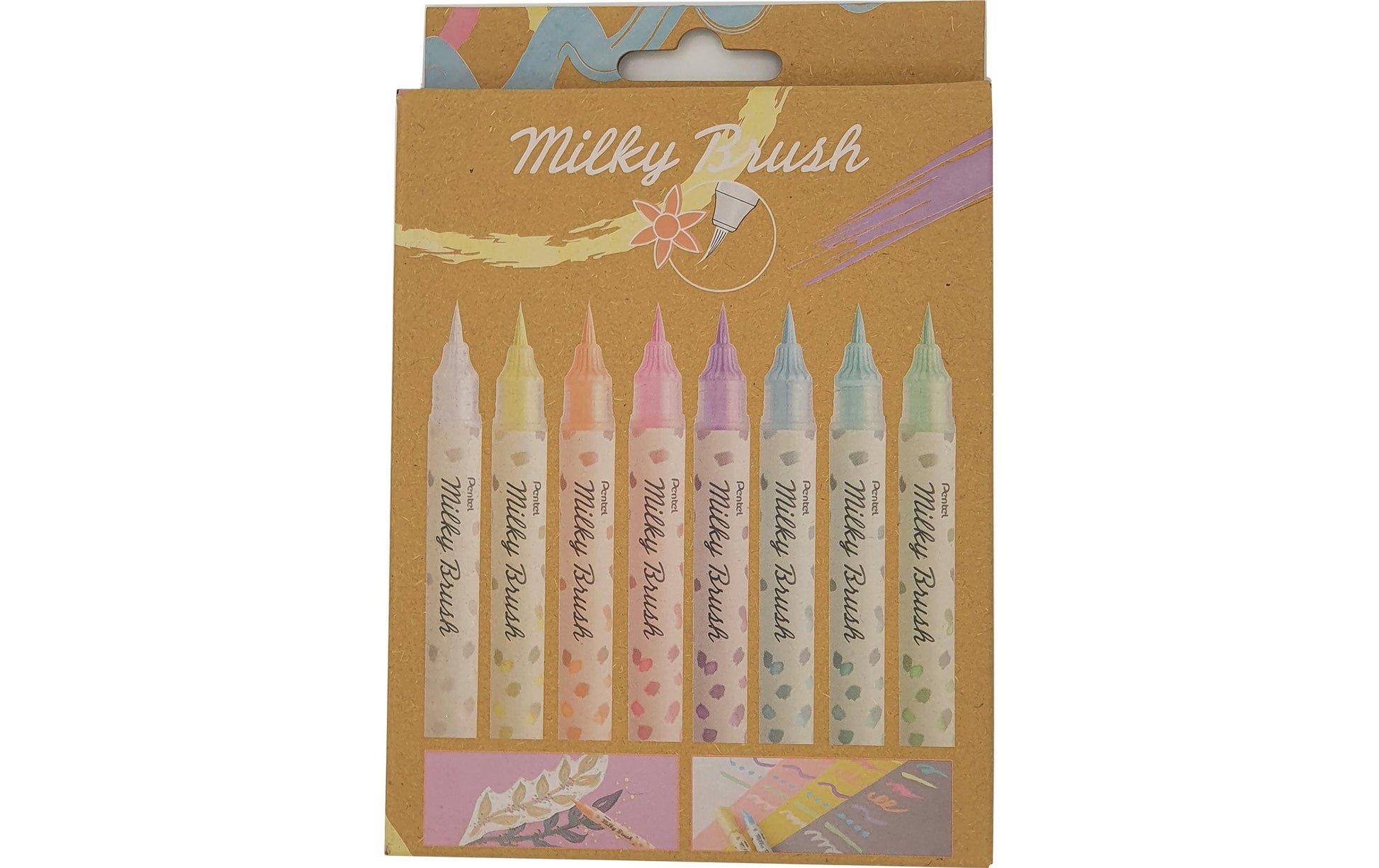 Pentel Non-Permanent-Marker Milky – Pinselspitze – Sortiert – 8er-Set