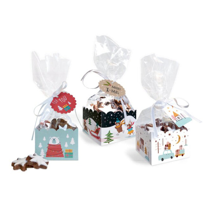 URSUS Geschenkbox Süsser Advent Karton – 75 × 200 × 75 mm – mit Geschenkbändern und Anhängern – Weihnachten