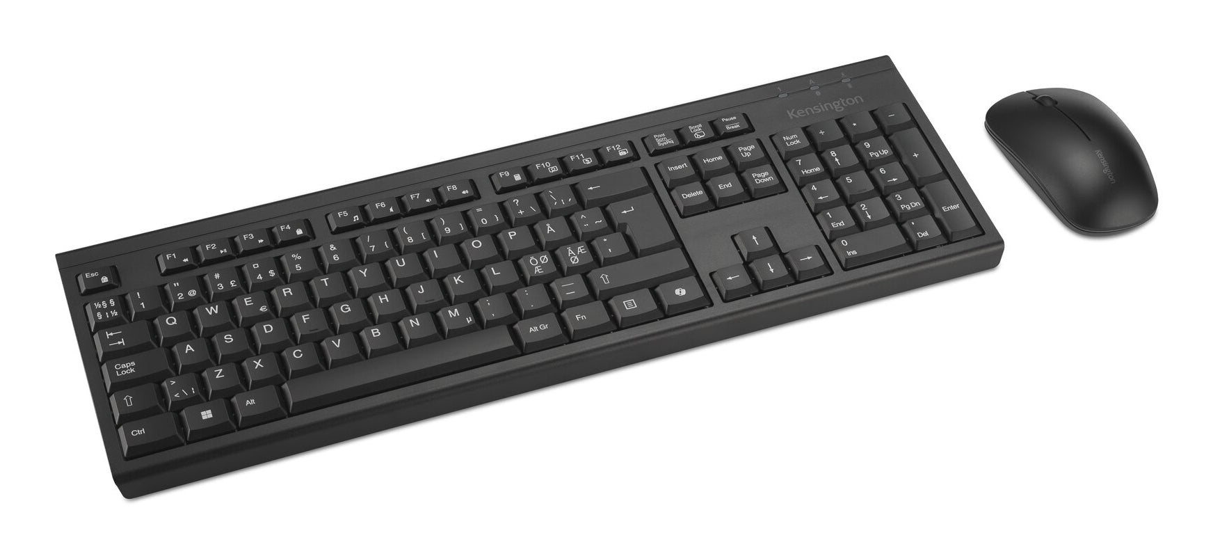 Kensington KM270 EQ Desktop Set – Tastatur-Set mit Maus, Nordisch, 2,4 GHz + Bluetooth, Schwarz