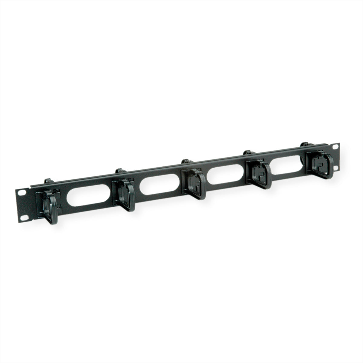 Conteg Kabelführung 19", 1U, 2×5 Kabelösen, Schwarz