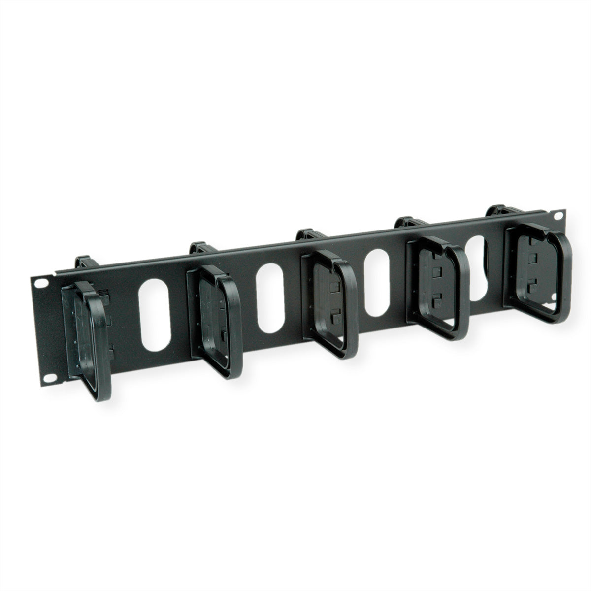 Conteg 19"-Kabelführung 2 HE – Kabelführung – 19" Rack, 2U, 2×5 Kabelösen 80×80 mm, Schwarz