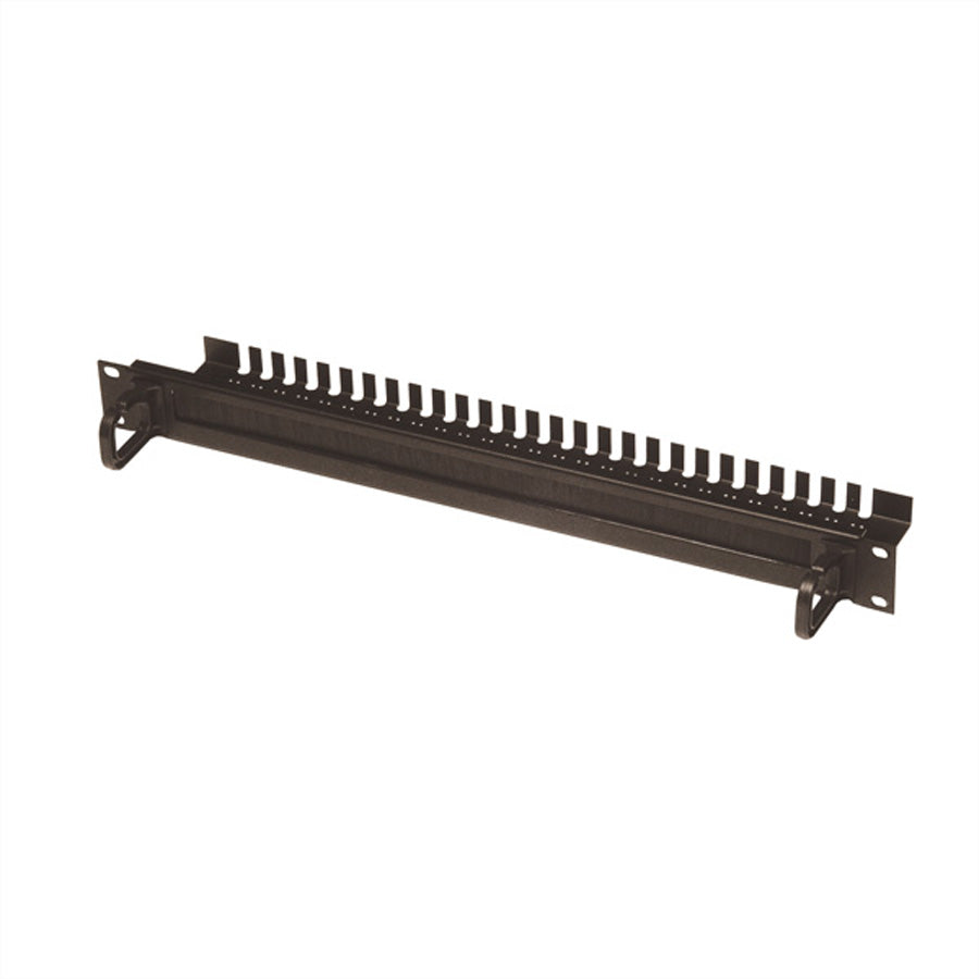 Conteg Bürstenleiste 19", 1U, Schwarz, 2× Kabelösen