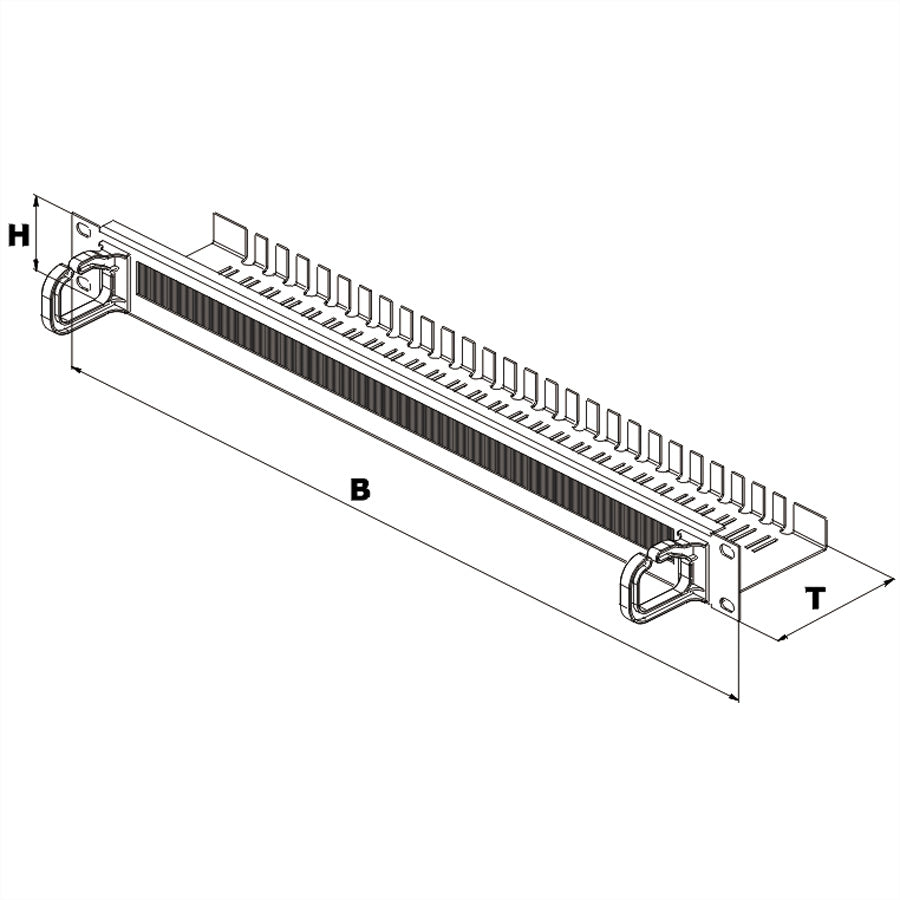 Conteg Bürstenleiste 19", 1U, Schwarz, 2× Kabelösen