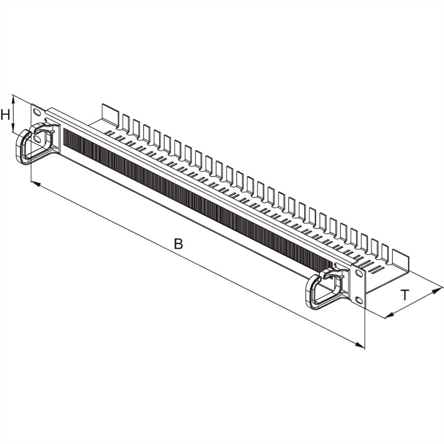 Conteg Bürstenleiste 19", 1U, Schwarz, 2× Kabelösen