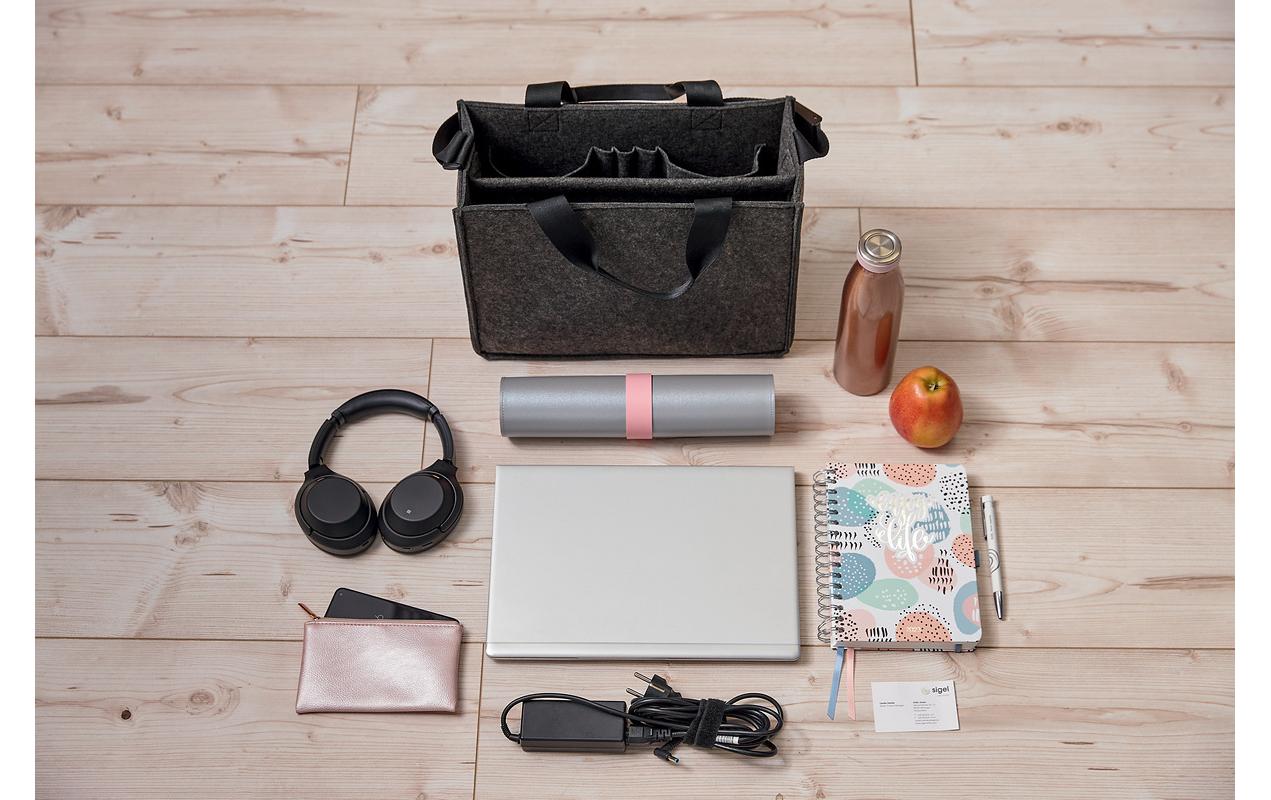 Sigel Desk-Sharing-Tasche – für Notebooks bis 17,3", Filz, Grau