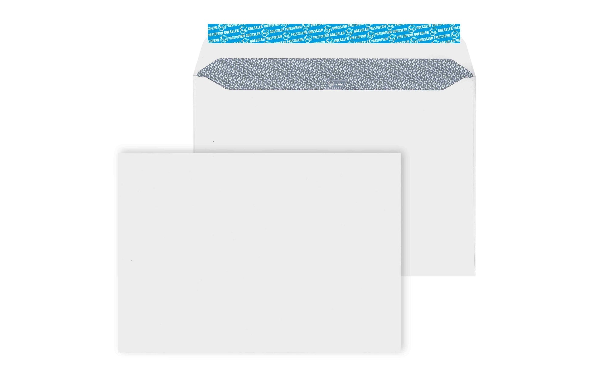Goessler Couvert C4, ohne Fenster, selbstklebend, weiss, 120 g/m², mit grauem Innendruck – 250 Stk.