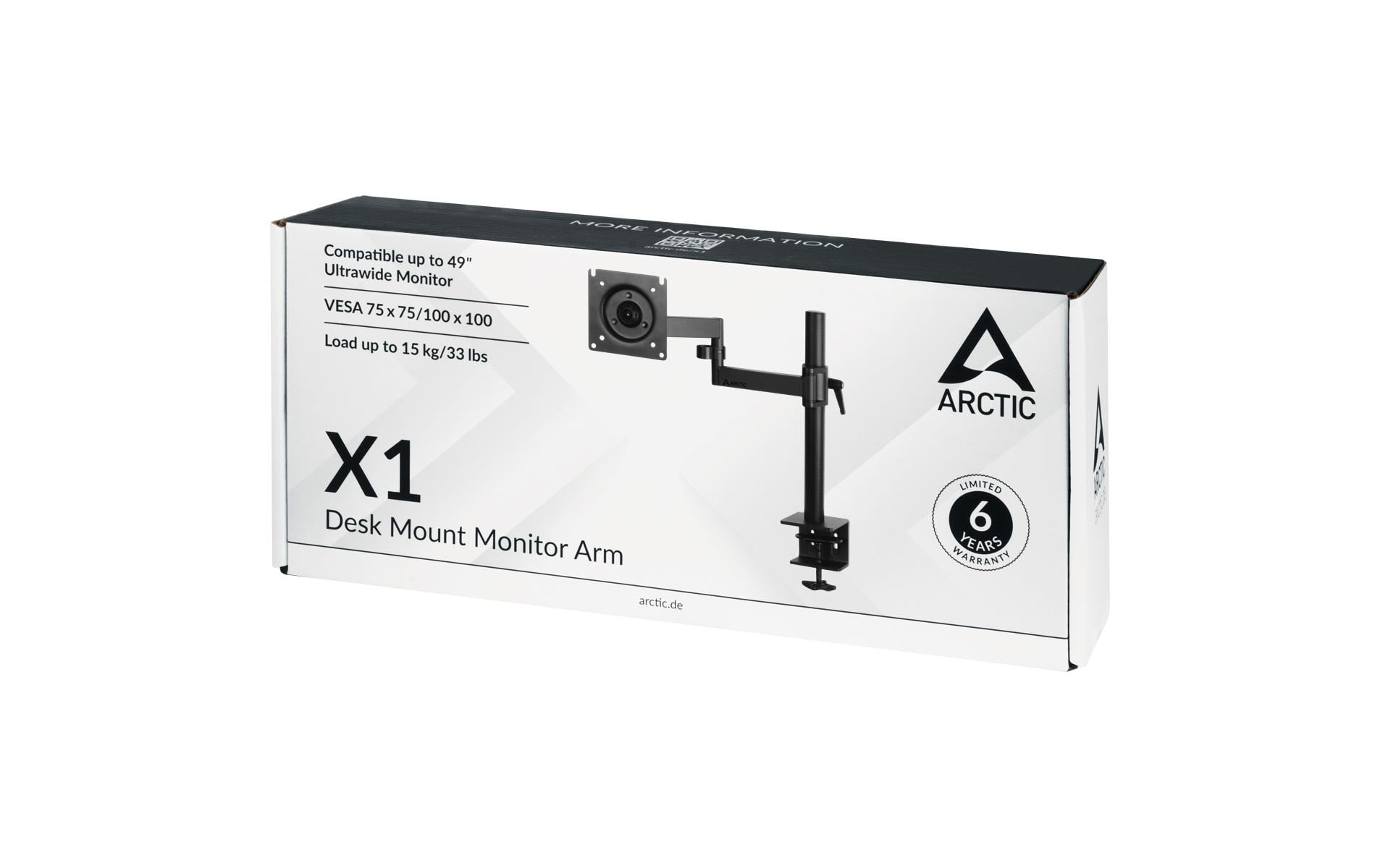 ARCTIC X1 – Monitorarm Tischhalterung – 1 Monitor – 40–43" – VESA 75×75/100×100 mm – bis 10 kg