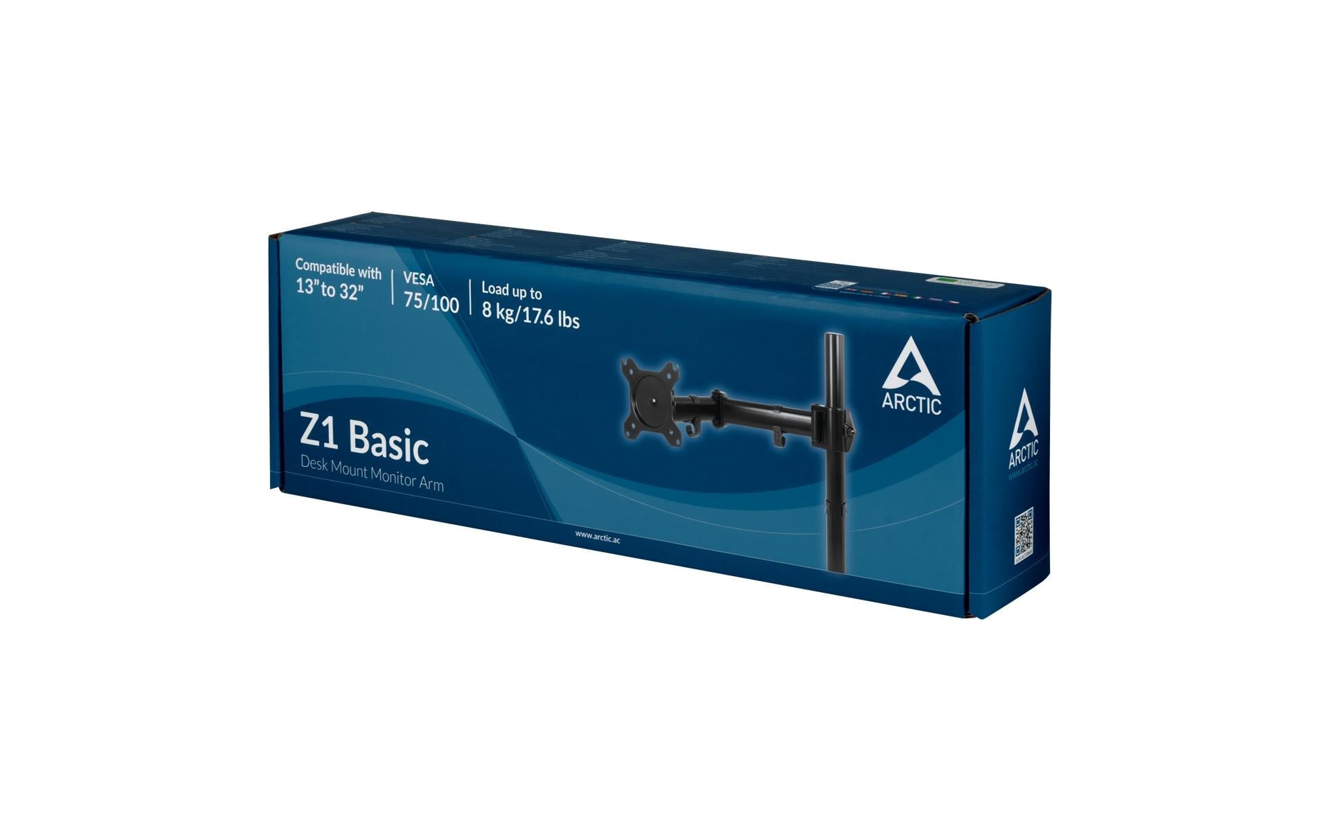 ARCTIC Z1 Basic – Monitorarm Tischhalterung – Klemme/Durchführung – 1 Monitor – 13–34" – VESA 75×75/100×100 mm