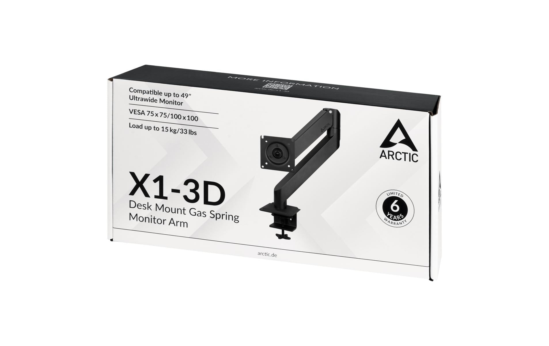 ARCTIC X1-3D – Monitorarm Tischhalterung – 1 Monitor – bis 40" – VESA 75×75/100×100 mm – bis 10 kg/Monitor