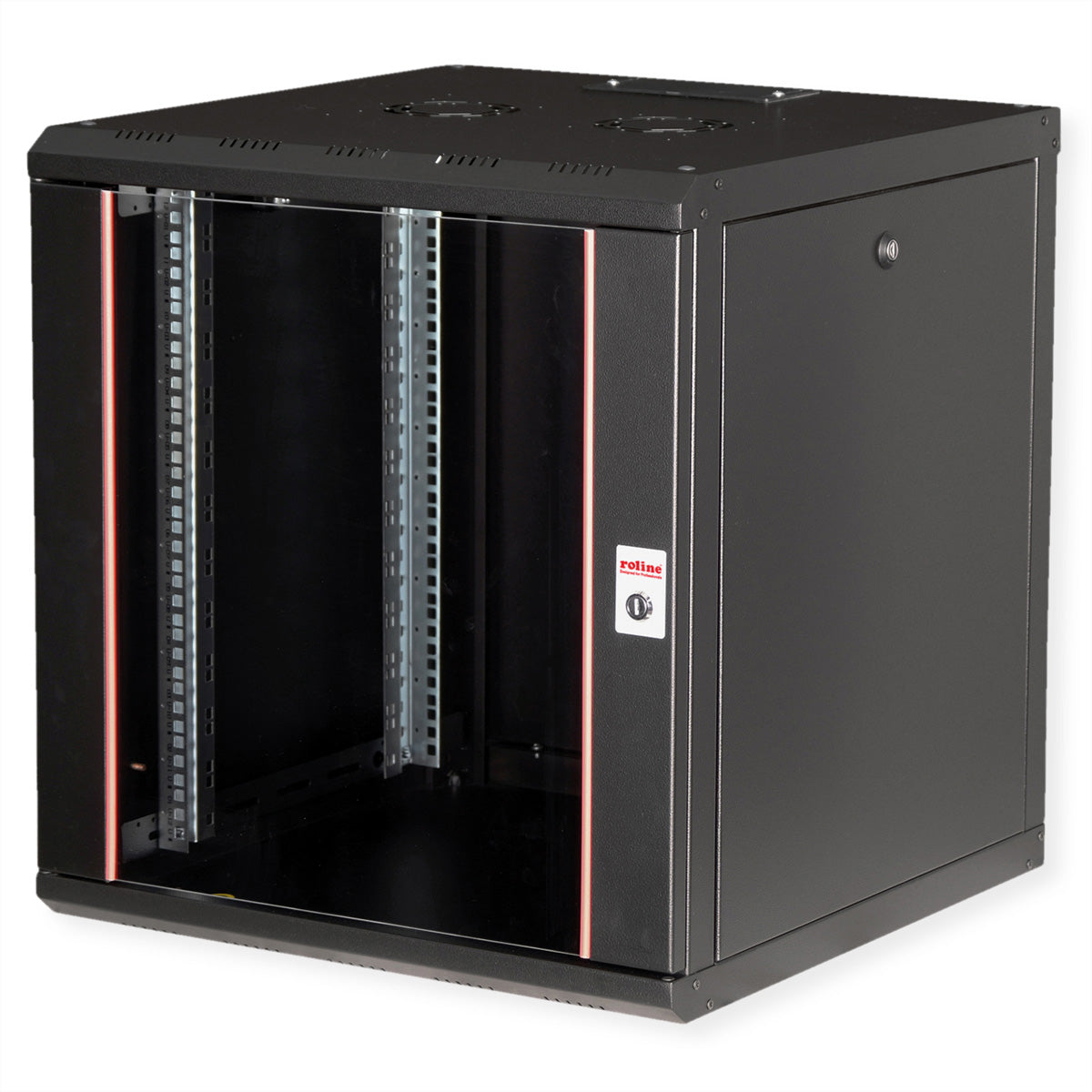 ROLINE Pro – 19" Wandverteiler 12U, IP20, abschliessbar, 600 × 600 × 640 mm, schwarz, Stahl