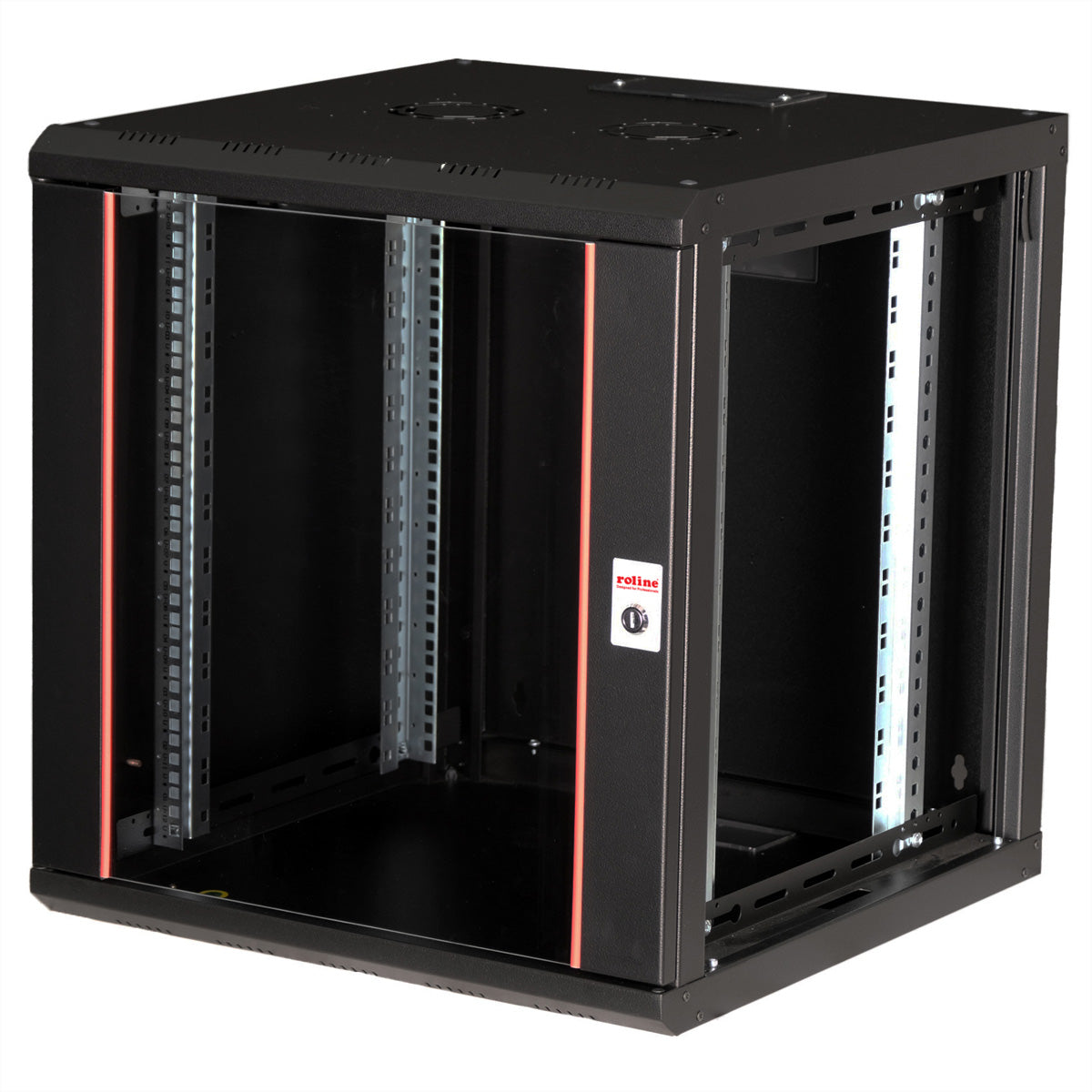 ROLINE Pro – 19" Wandverteiler 12U, IP20, abschliessbar, 600 × 600 × 640 mm, schwarz, Stahl