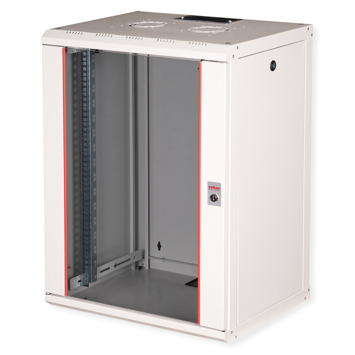 ROLINE Pro – 19" Wandverteiler 16U, IP20, abschliessbar, 600 × 450 × 818 mm, lichtgrau, Stahl