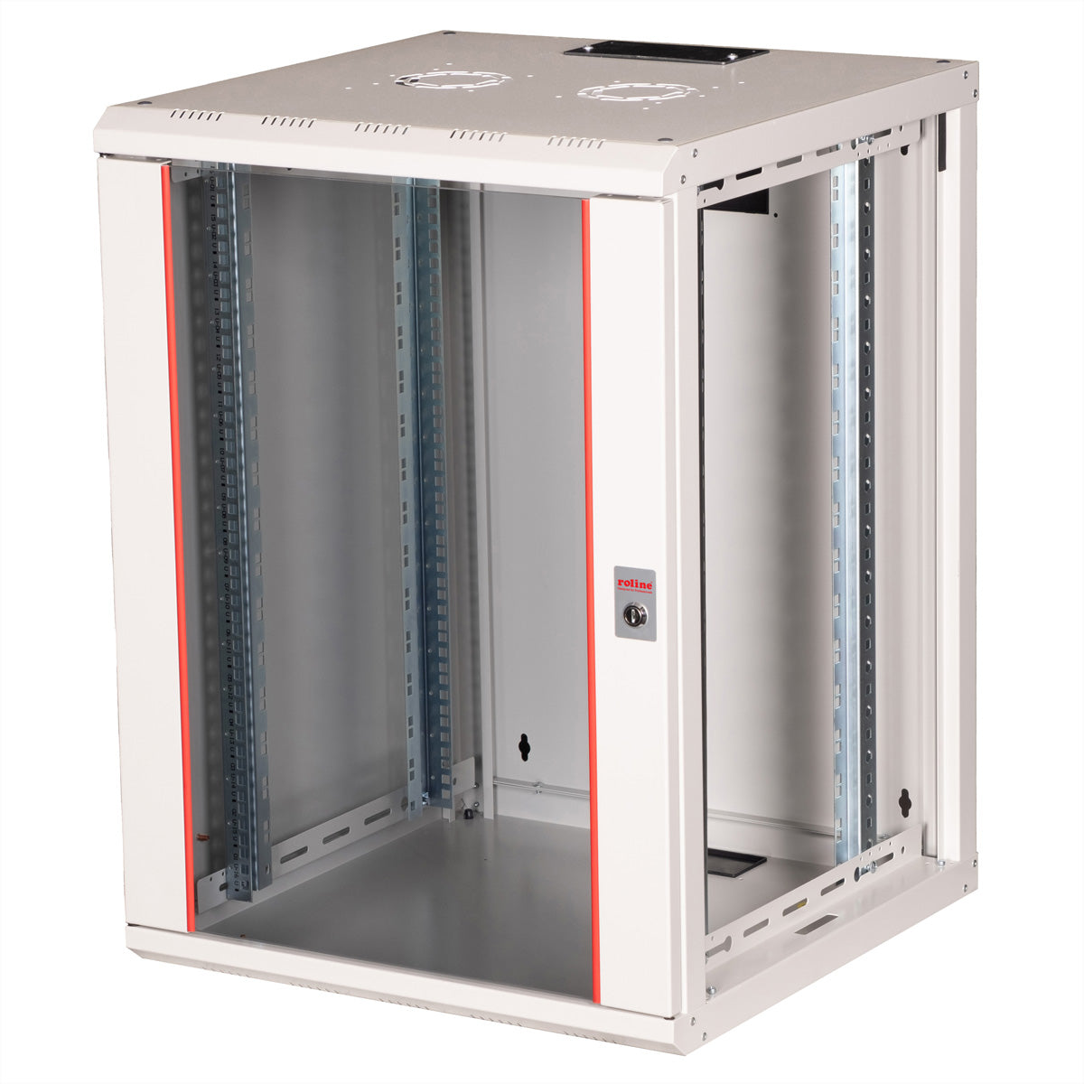 ROLINE Pro – 19" Wandverteiler 16U, IP20, abschliessbar, 600 × 600 × 818 mm, lichtgrau, Stahl